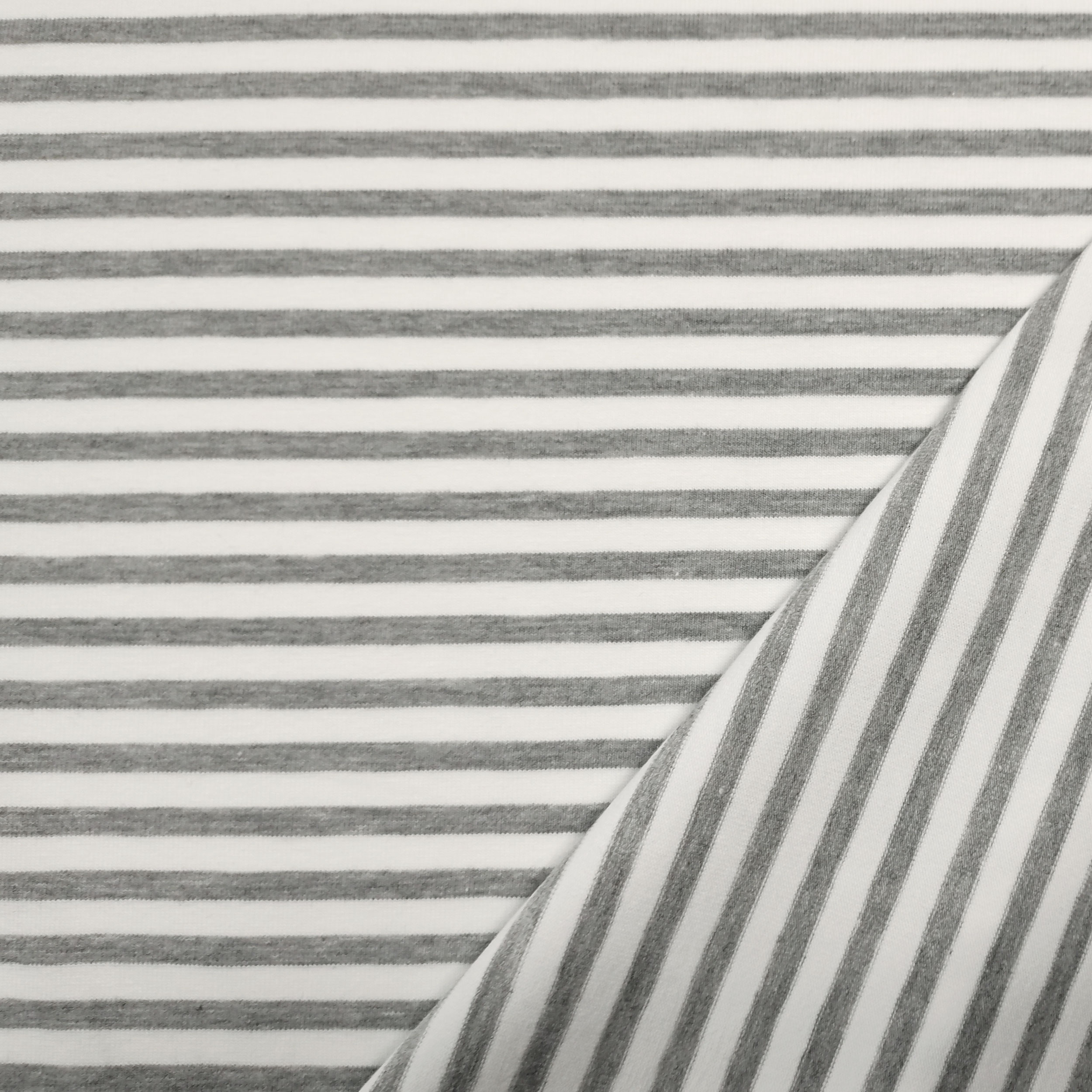 Graues und weißes, dünn gestreiftes, bi-elastisches Jersey