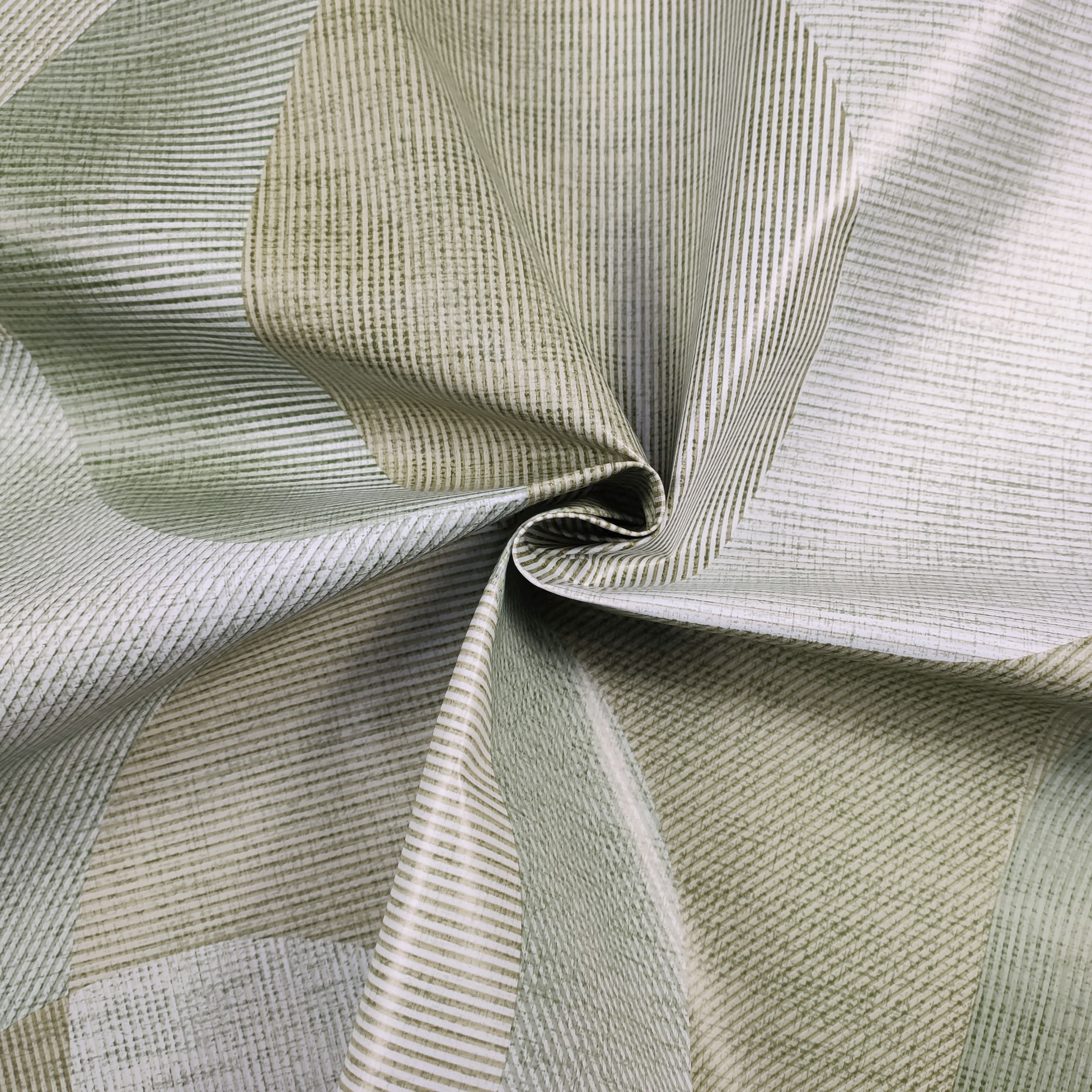 Fabric for Plastic-coated Tablecloth Green Geometric Patterns