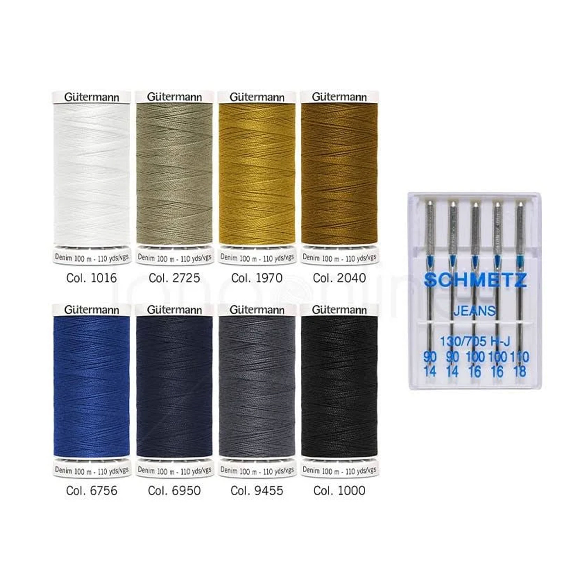 Gutermann Creative Set 8 Denim Bobbins with Needles Image
