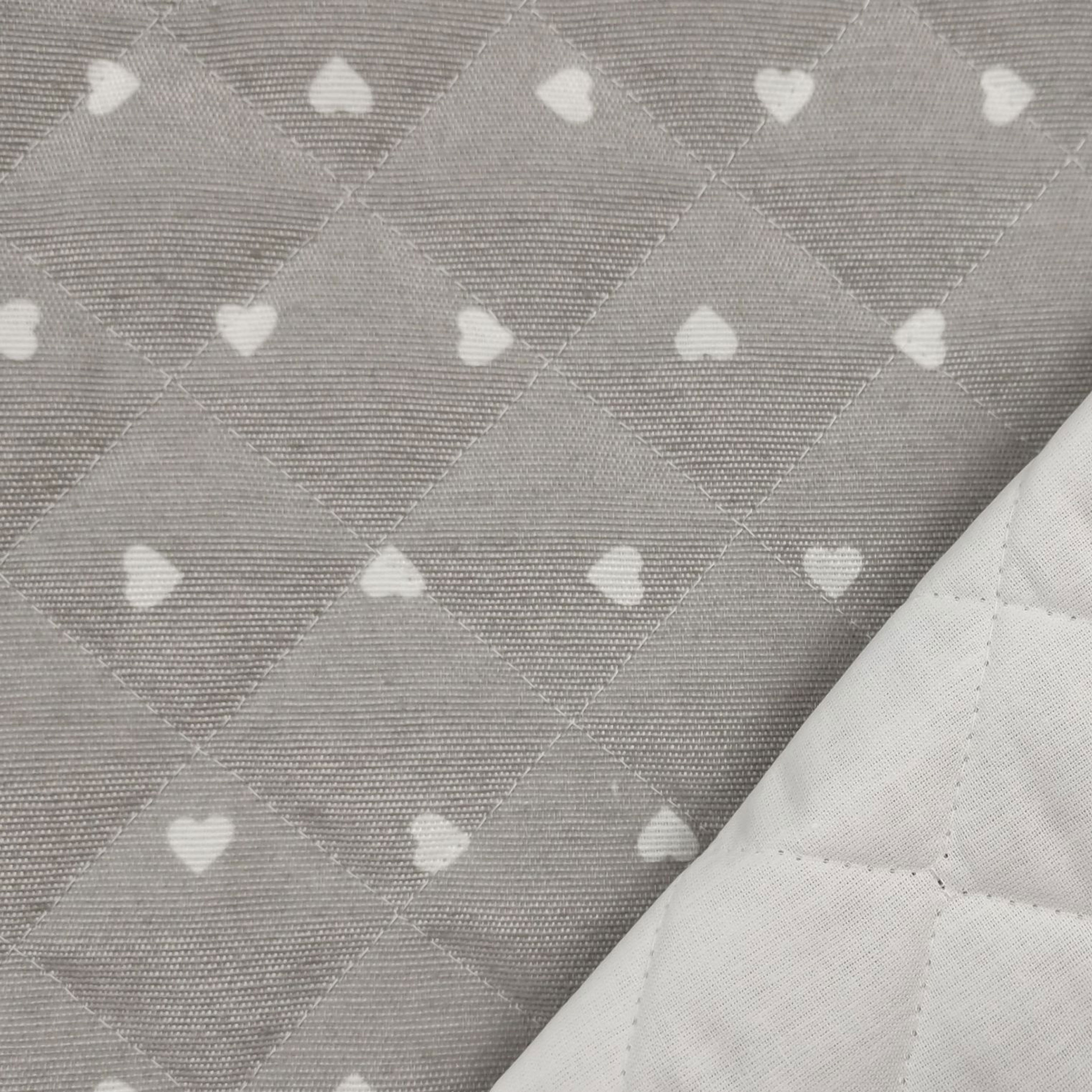 Quilted Cotton Mini White Hearts - Grey Image