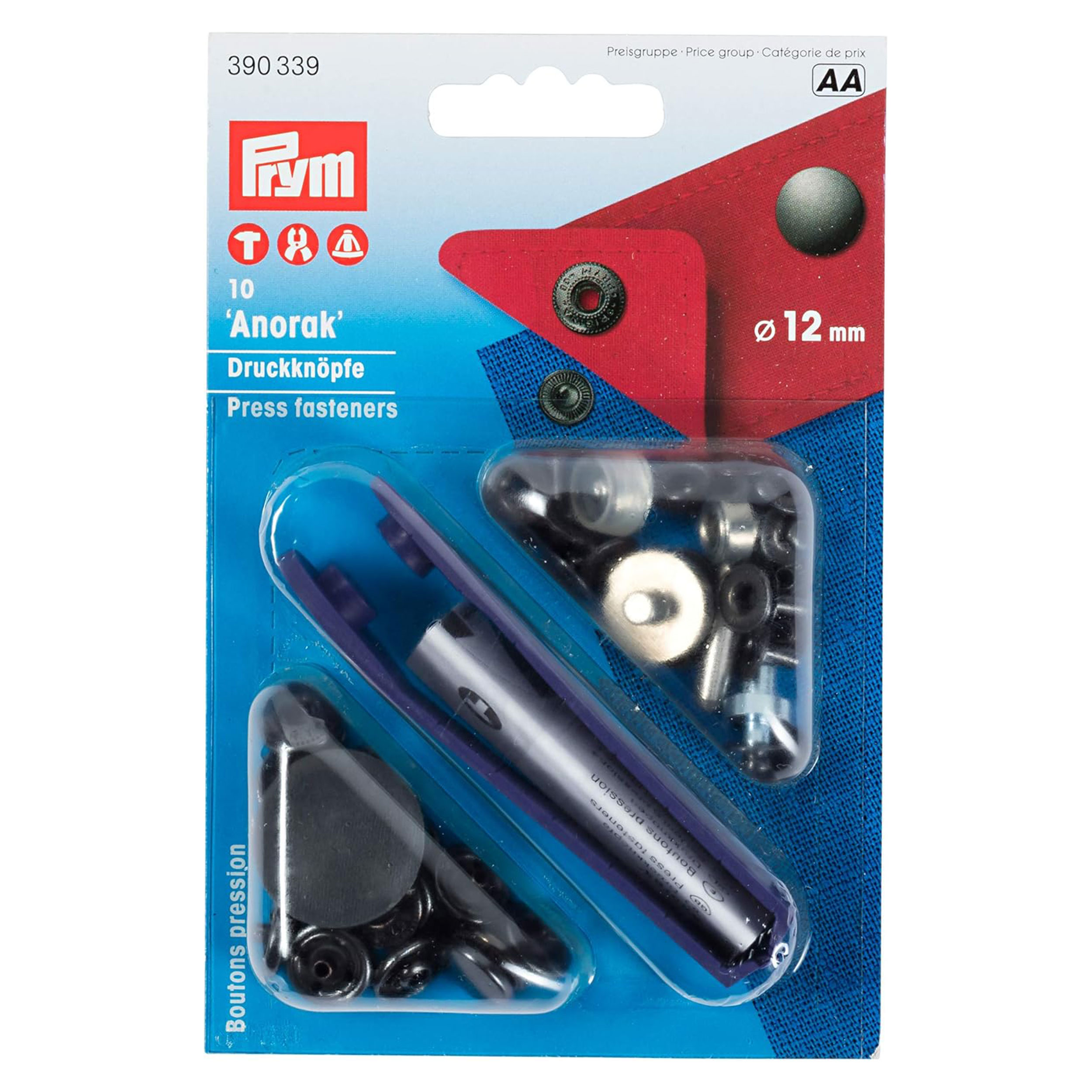 Boutons de pression Anorak 15 mm Noir