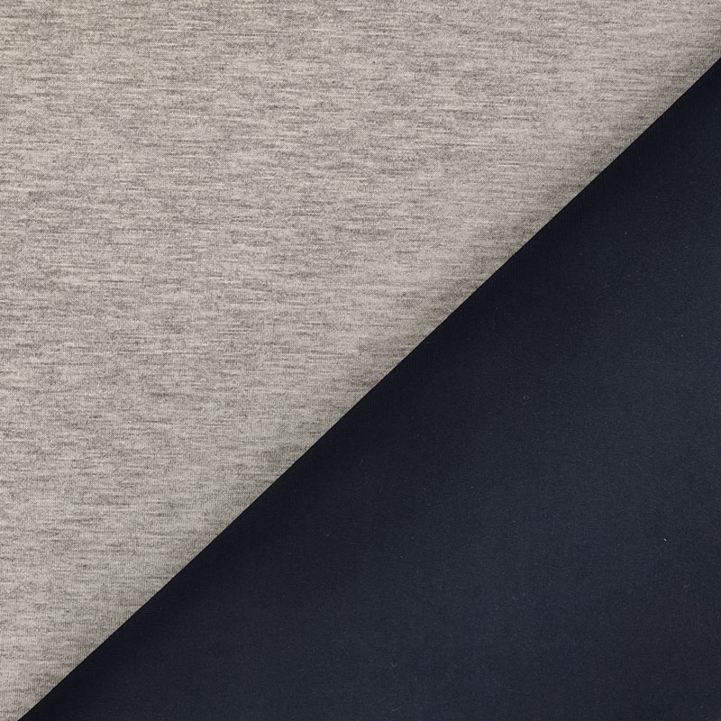 Gris clair/bleu nuit Tissu néoprène doublé coton Image