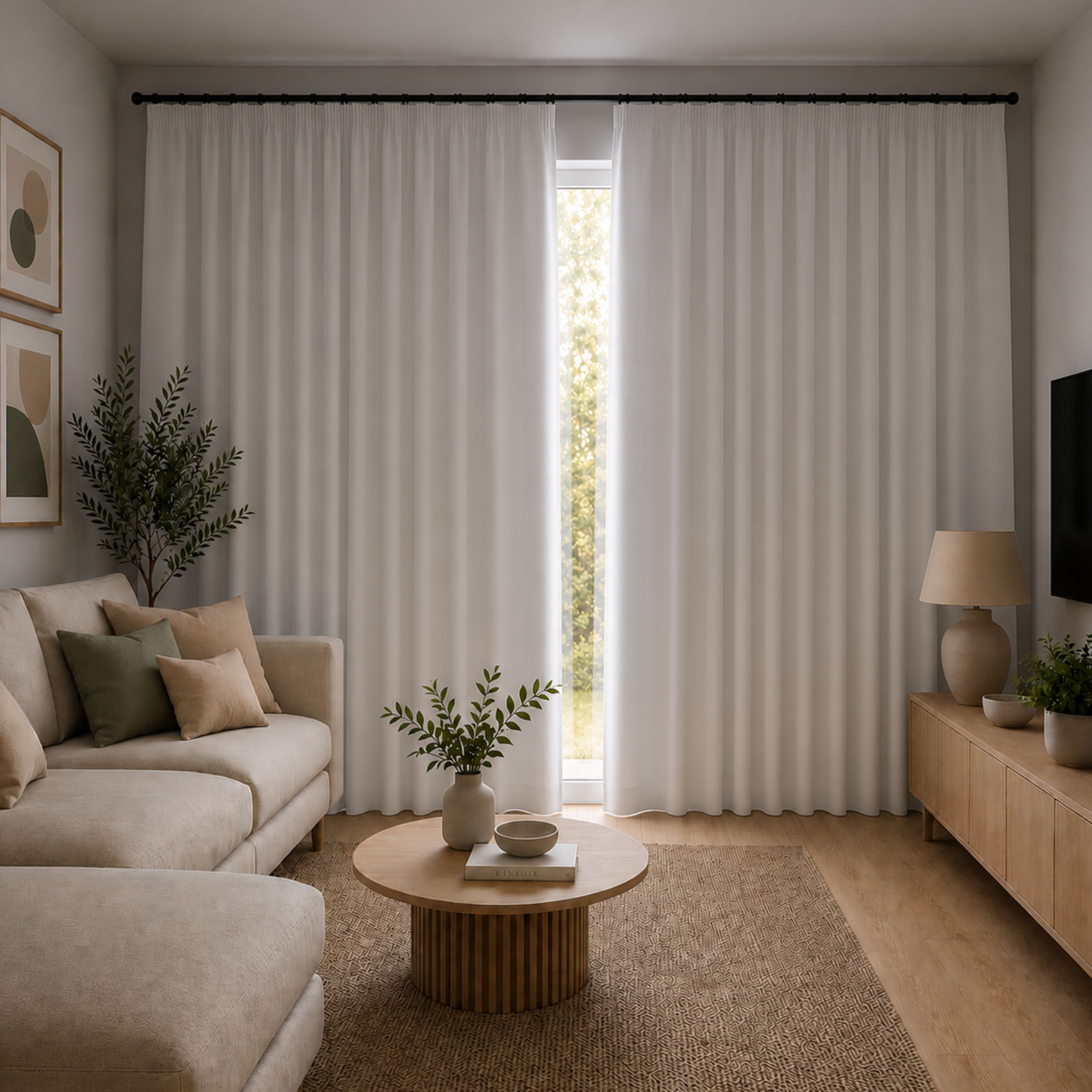 Curtain Fabric Dark 100% White Image