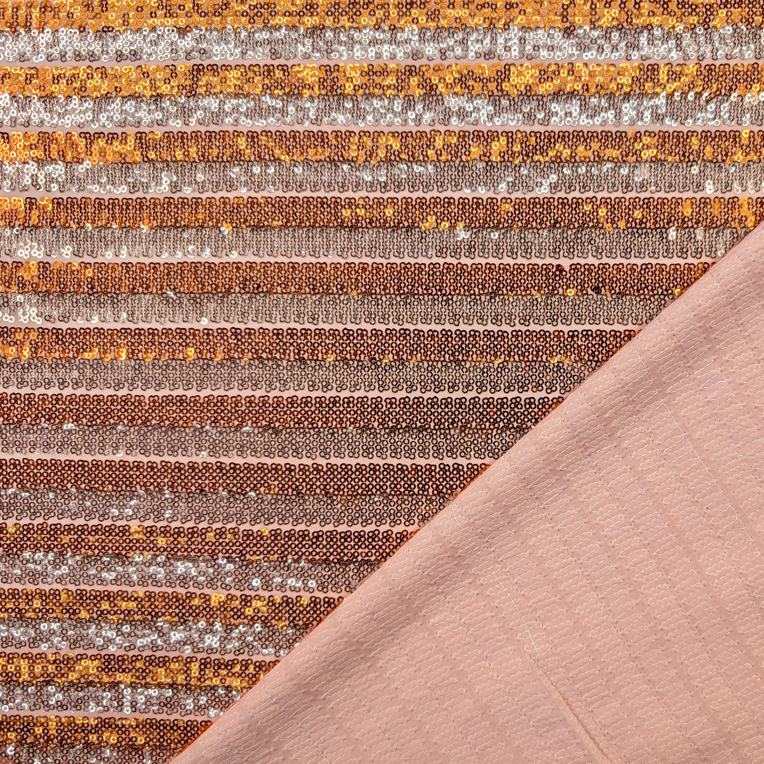 Peach Striped Sequin Fabric Image