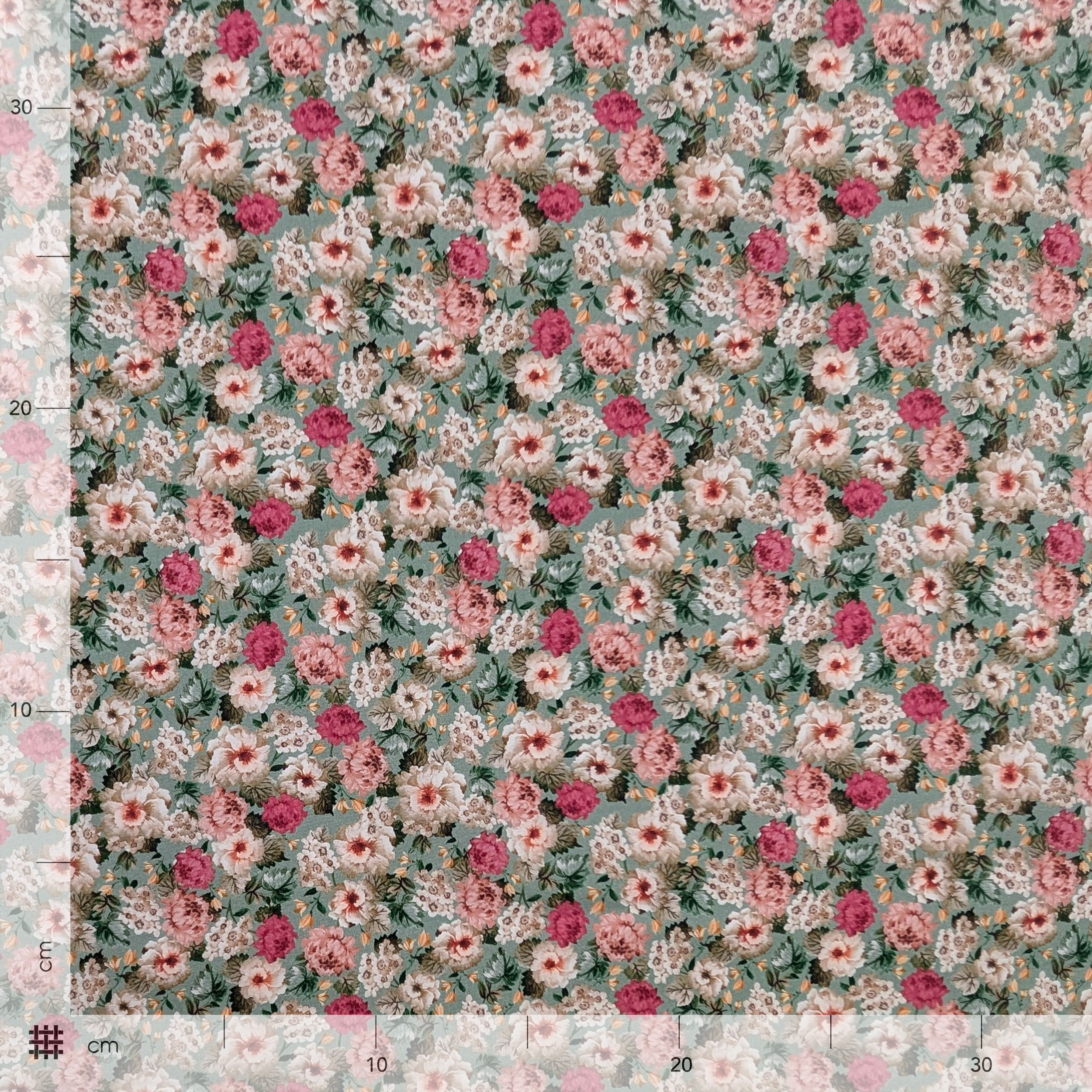 Poplin Cotton Romantic Bouquet Green Image