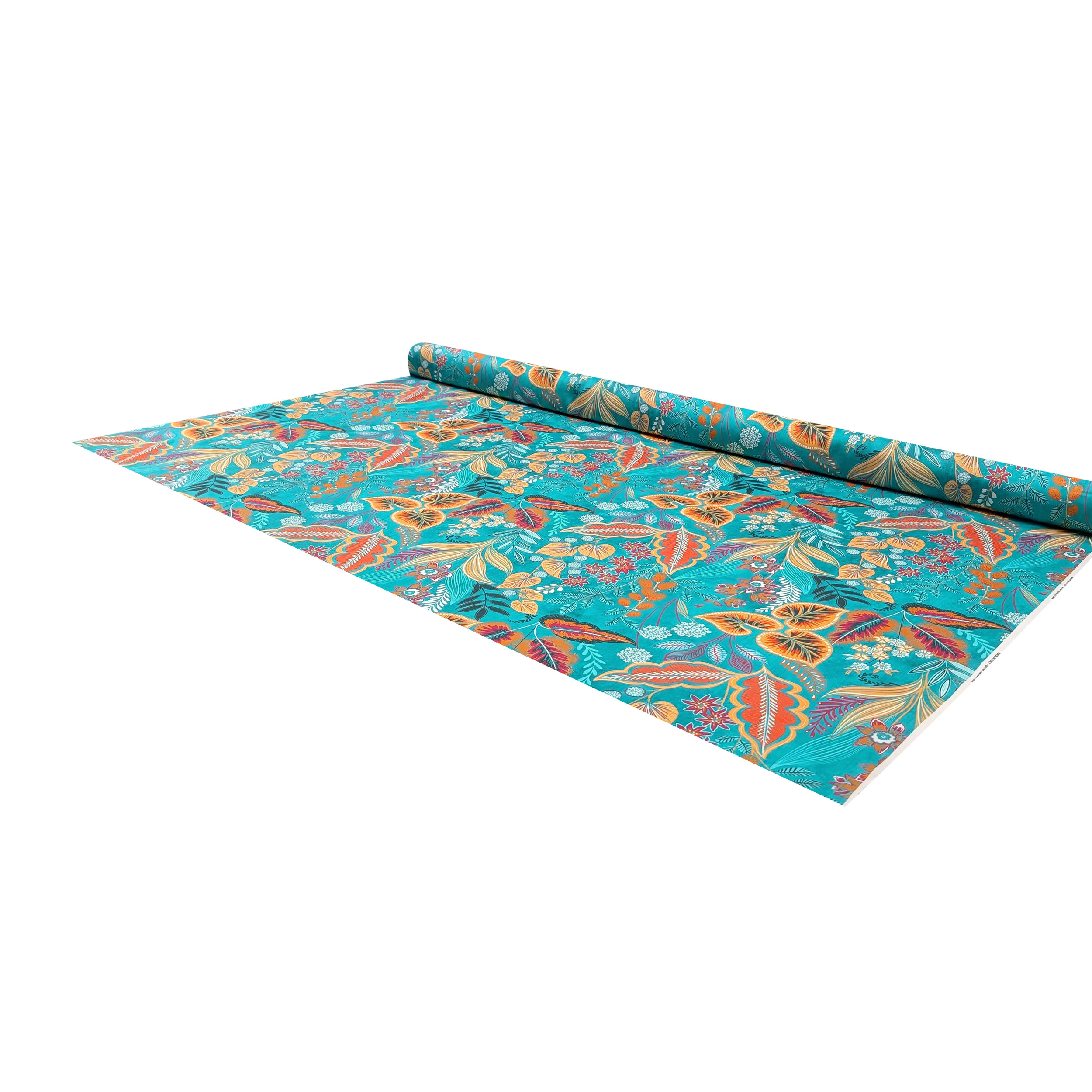 Botanical Fantasy Cotton Satin Turquoise Image