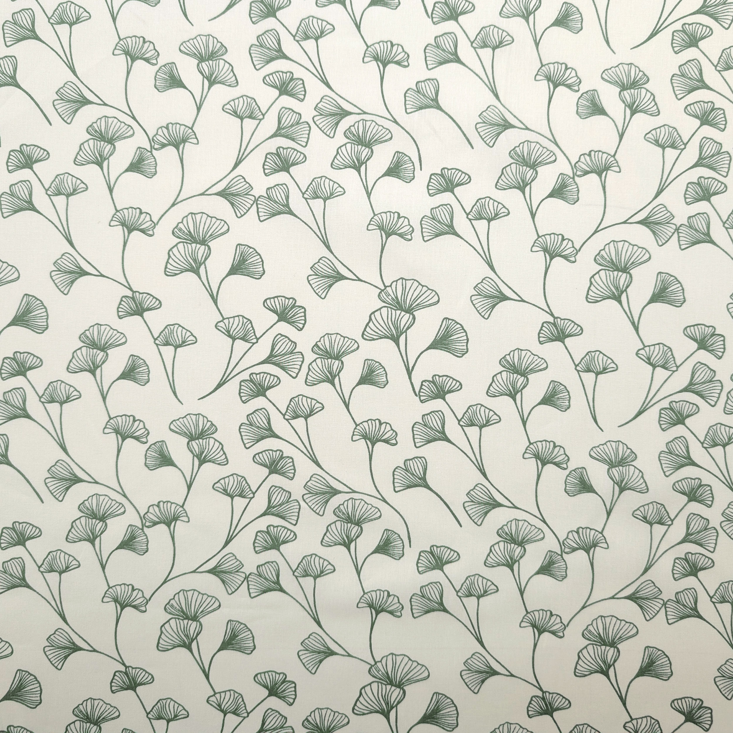 Poplin Cotton Leaves Background Sage Green Image