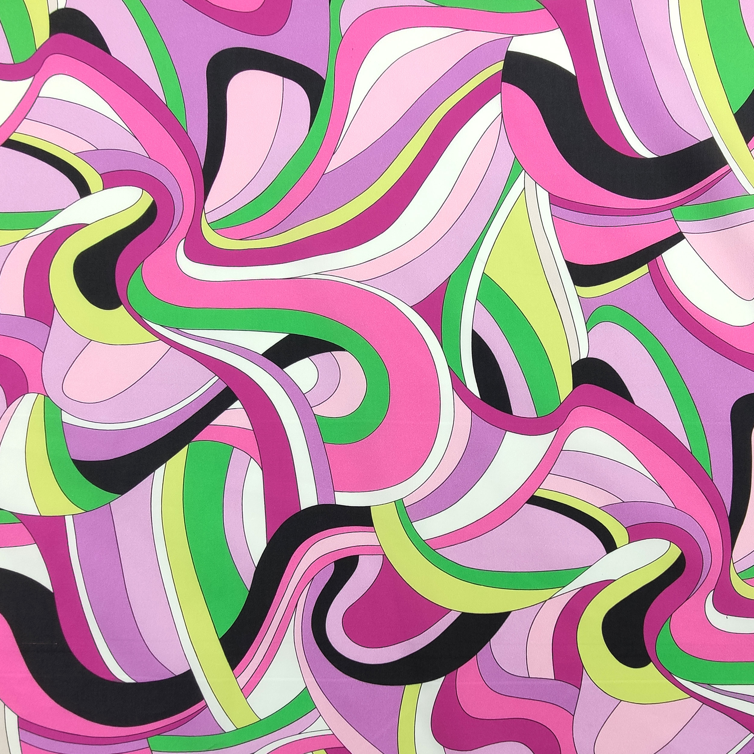 Cotton Stretch Fantasy Optical Pink Green Image