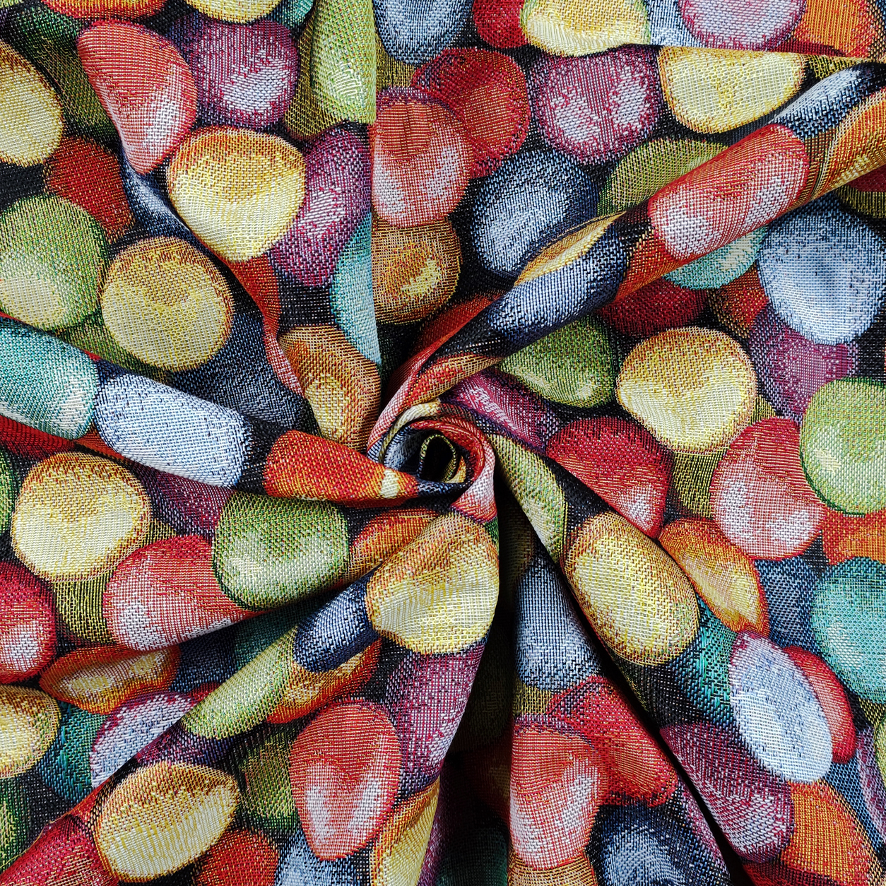 Tejido Jacquard Fantasía Burbujas de Colores