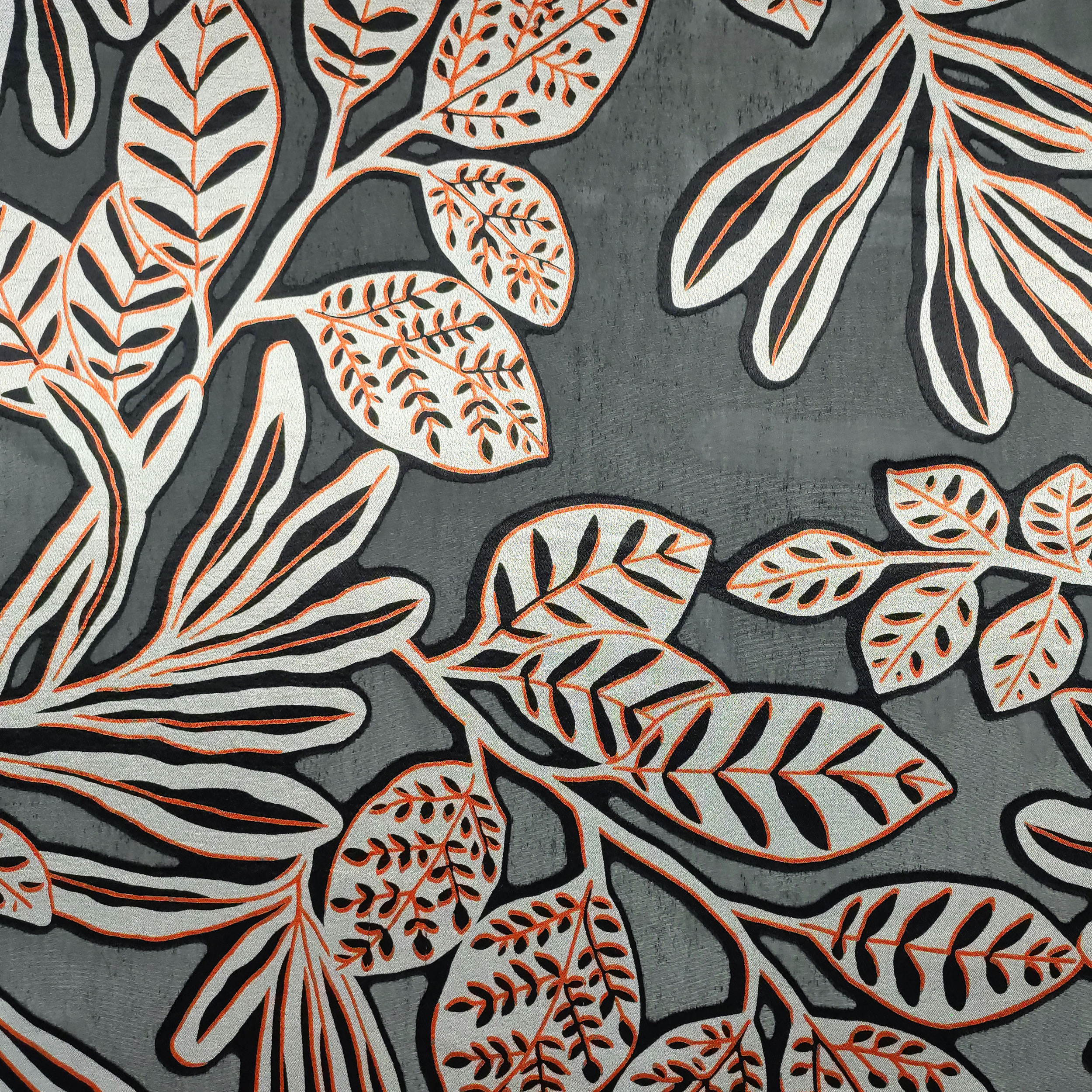 Devoré Orange and Black Leaves