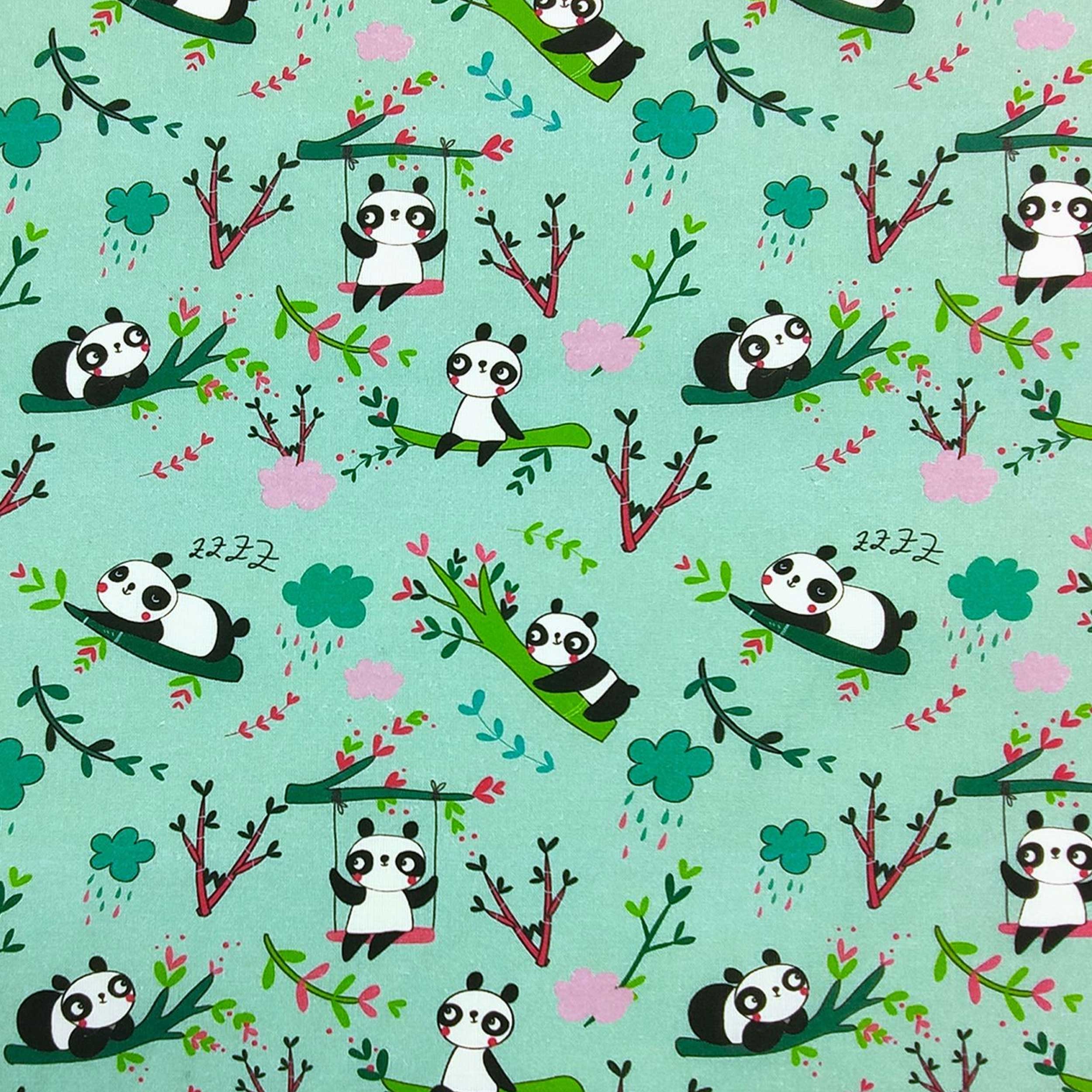 Sheet Panda Mint Green Background Image