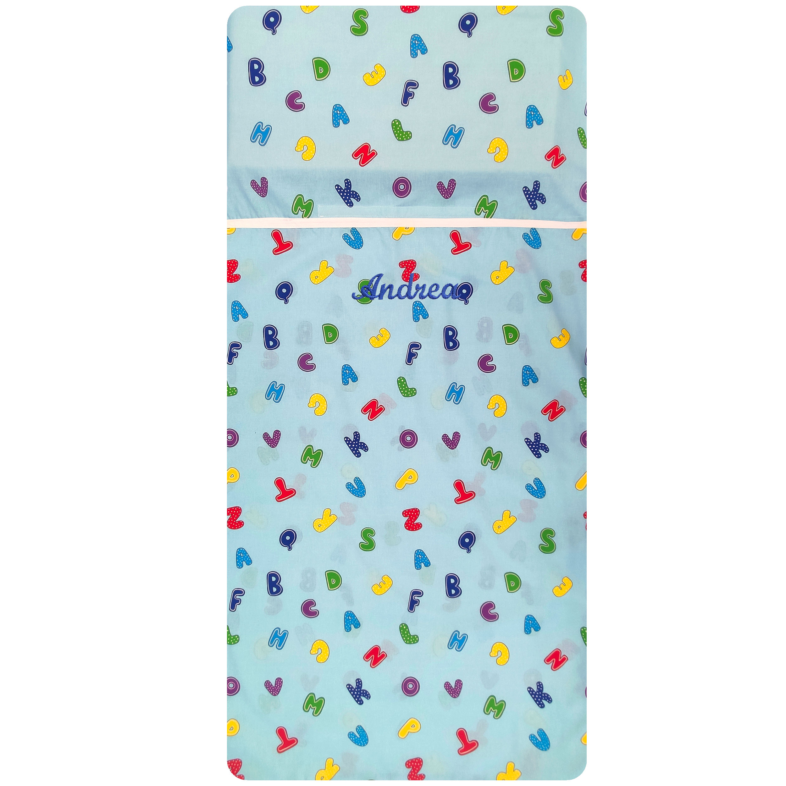 Saco de dormir de verano alfabeto azul Image