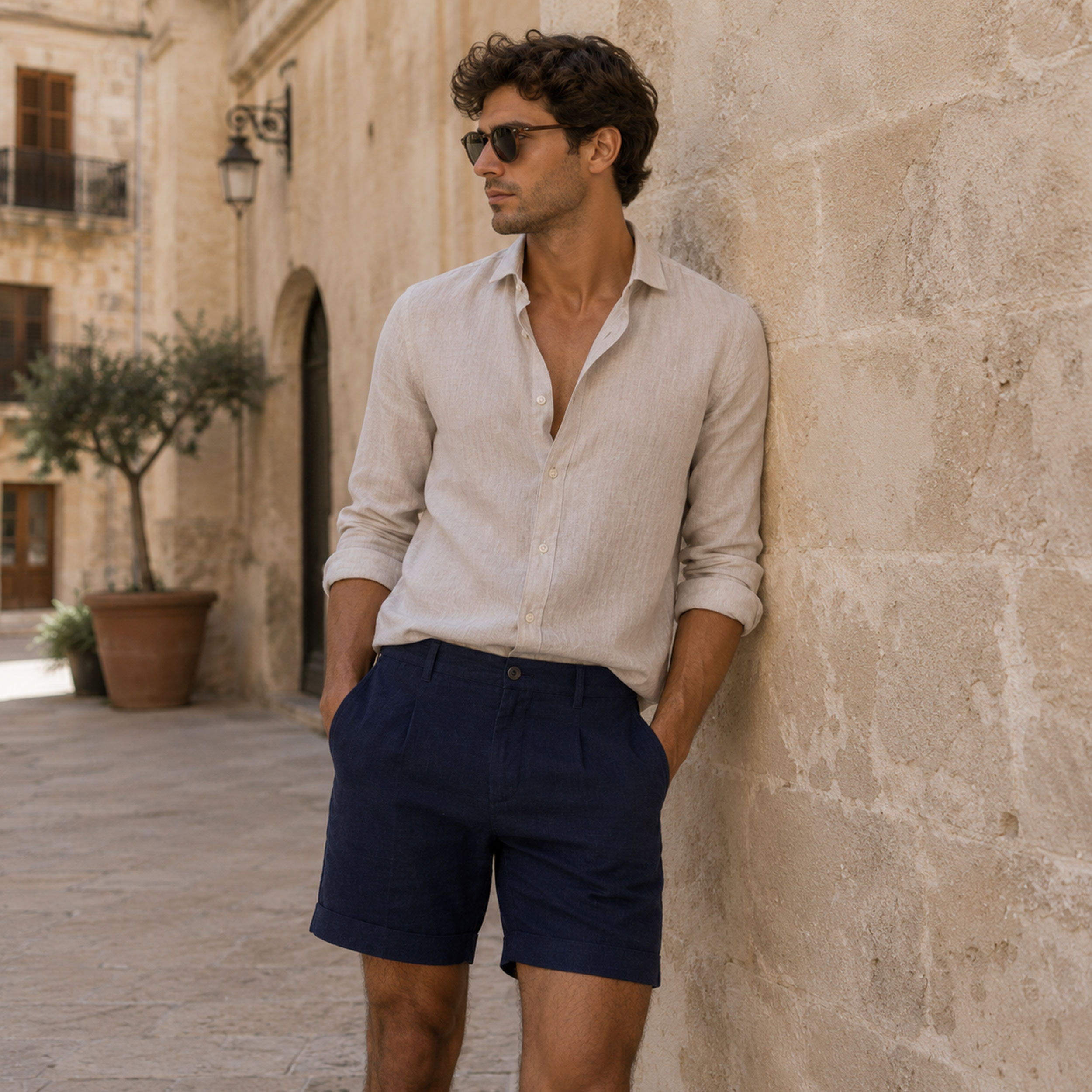 Pure Linen, Dark Blue Fashion Image