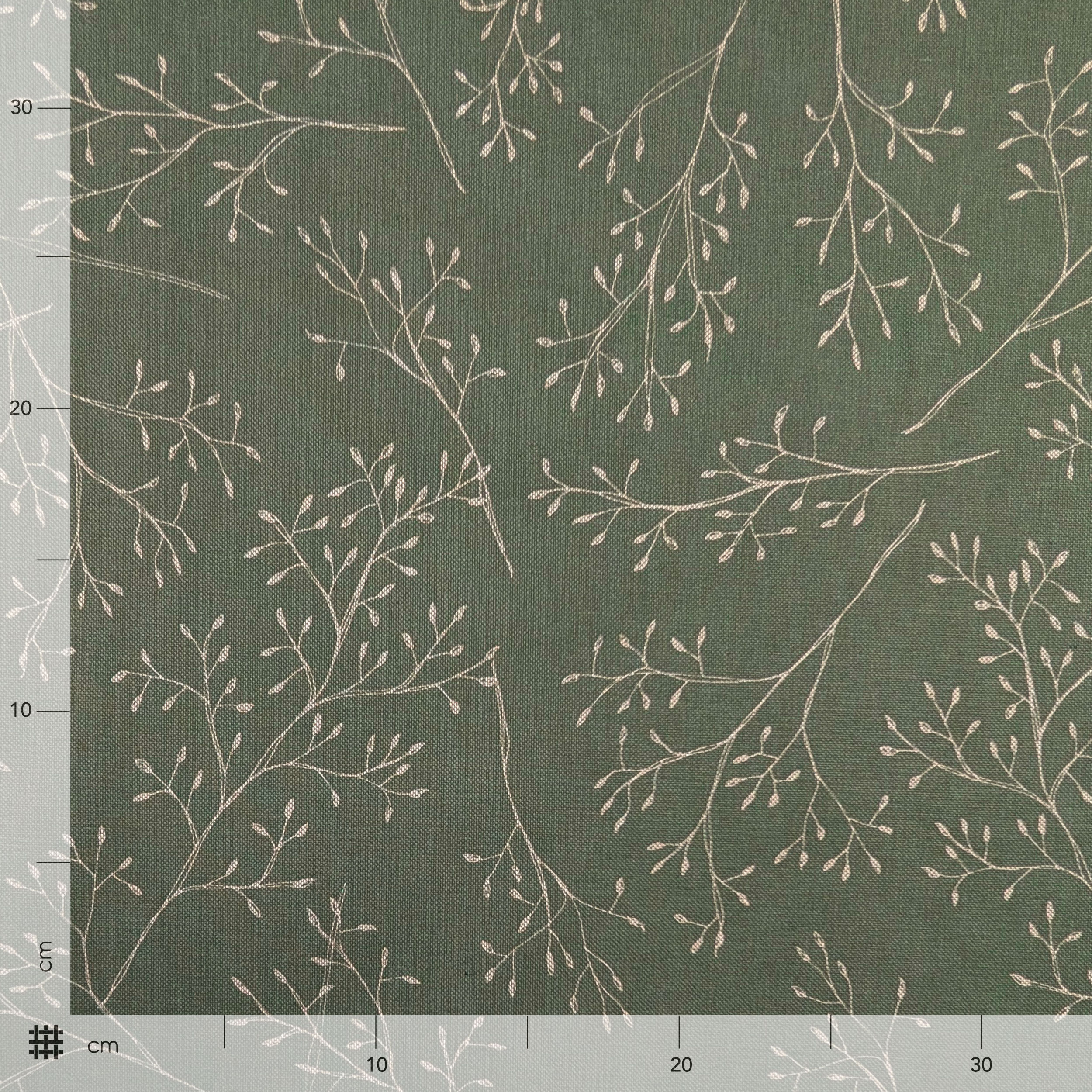 Panama Fabric Branches Green Background Image