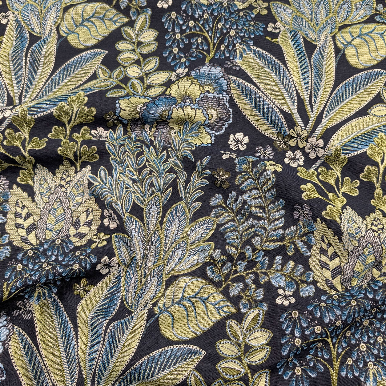 Jacquard Floral Tons de Bleu H 280 cm Image