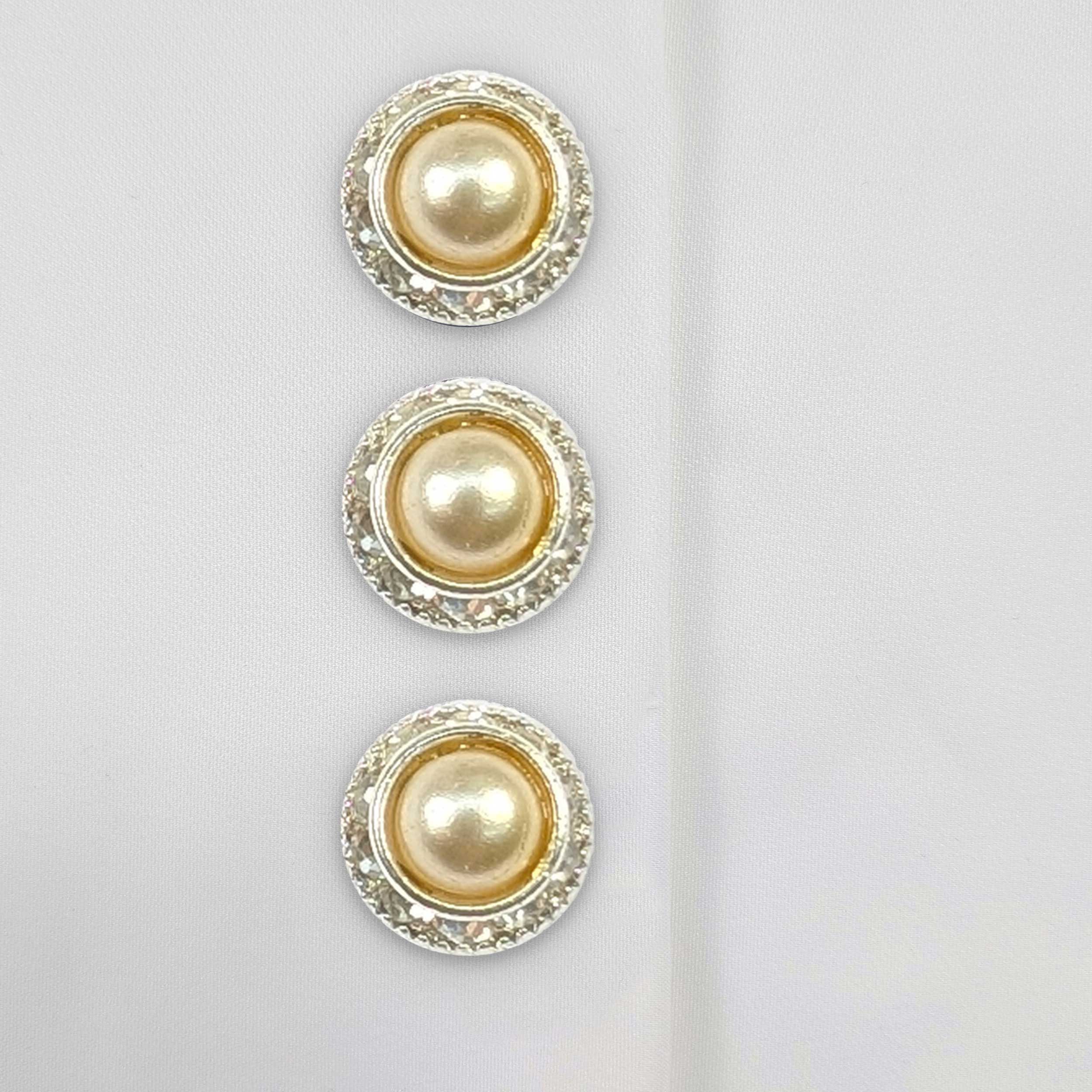 Rhinestone Large Jewel Button with Mother of Pearl Image