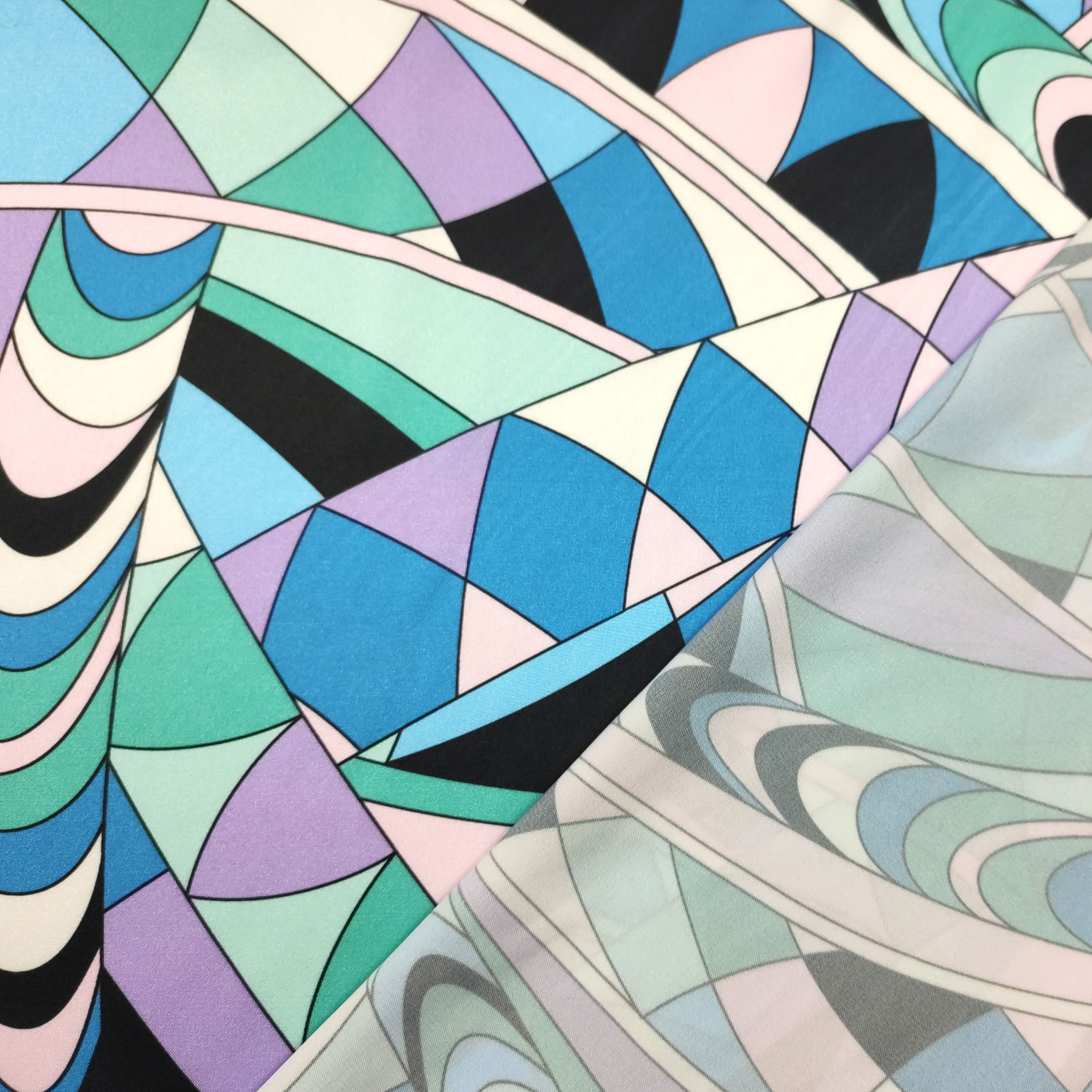 Conjunto de satén elástico Fashion Abstract Pattern Tonos fríos