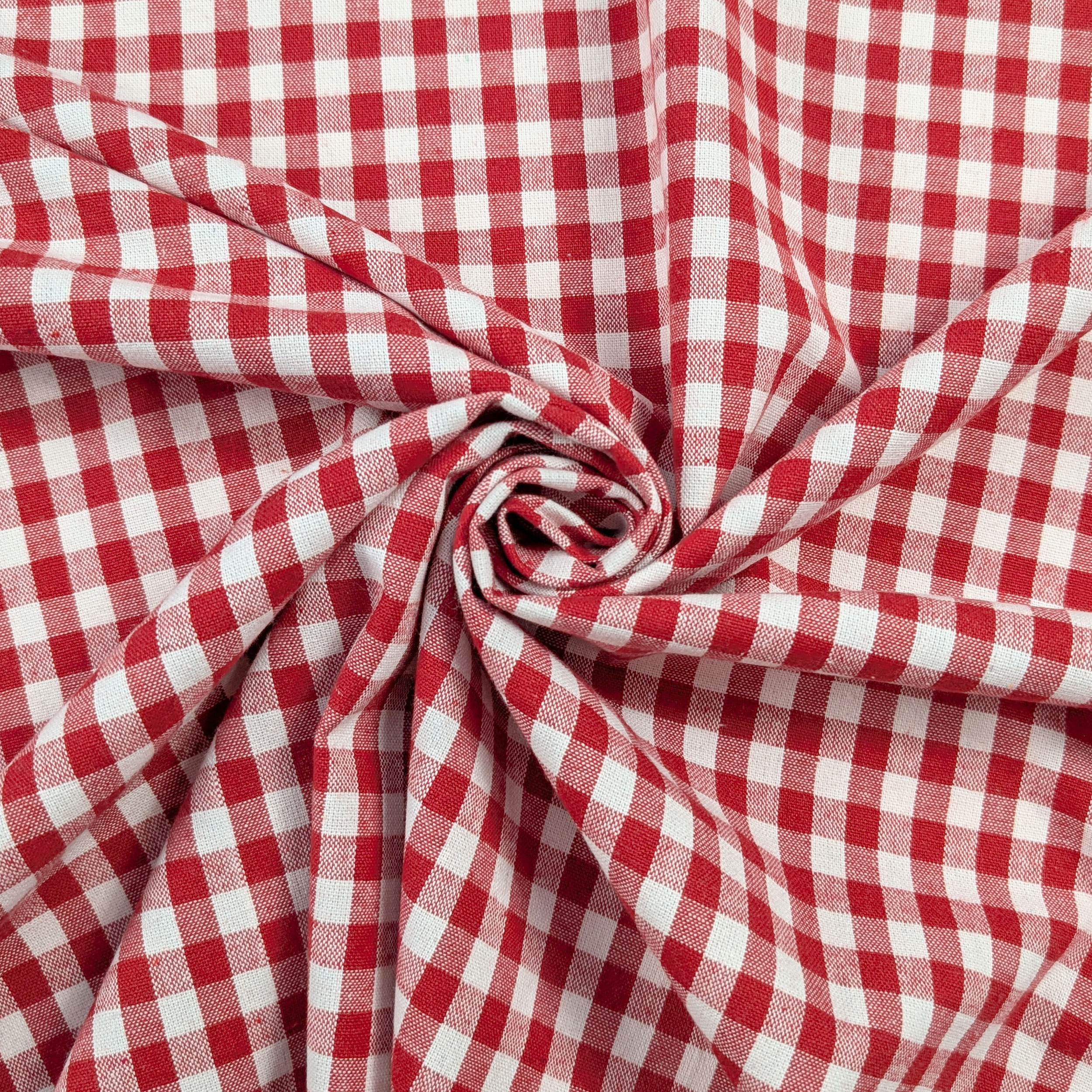 Washed Cotton Yarn Dyed Red Check Image