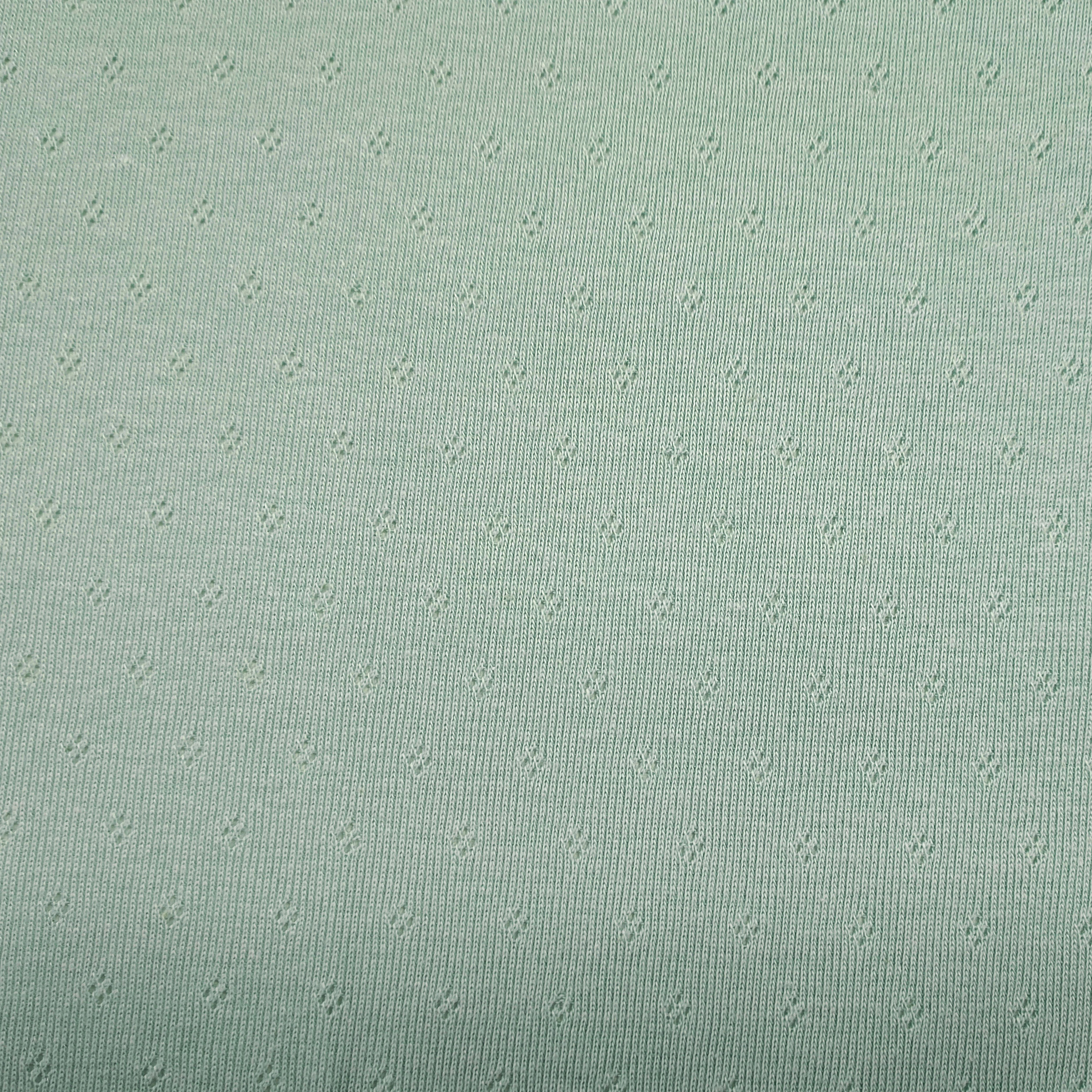 Jersey Cotton Jersey Perforated Flowers on a Mint Background Image
