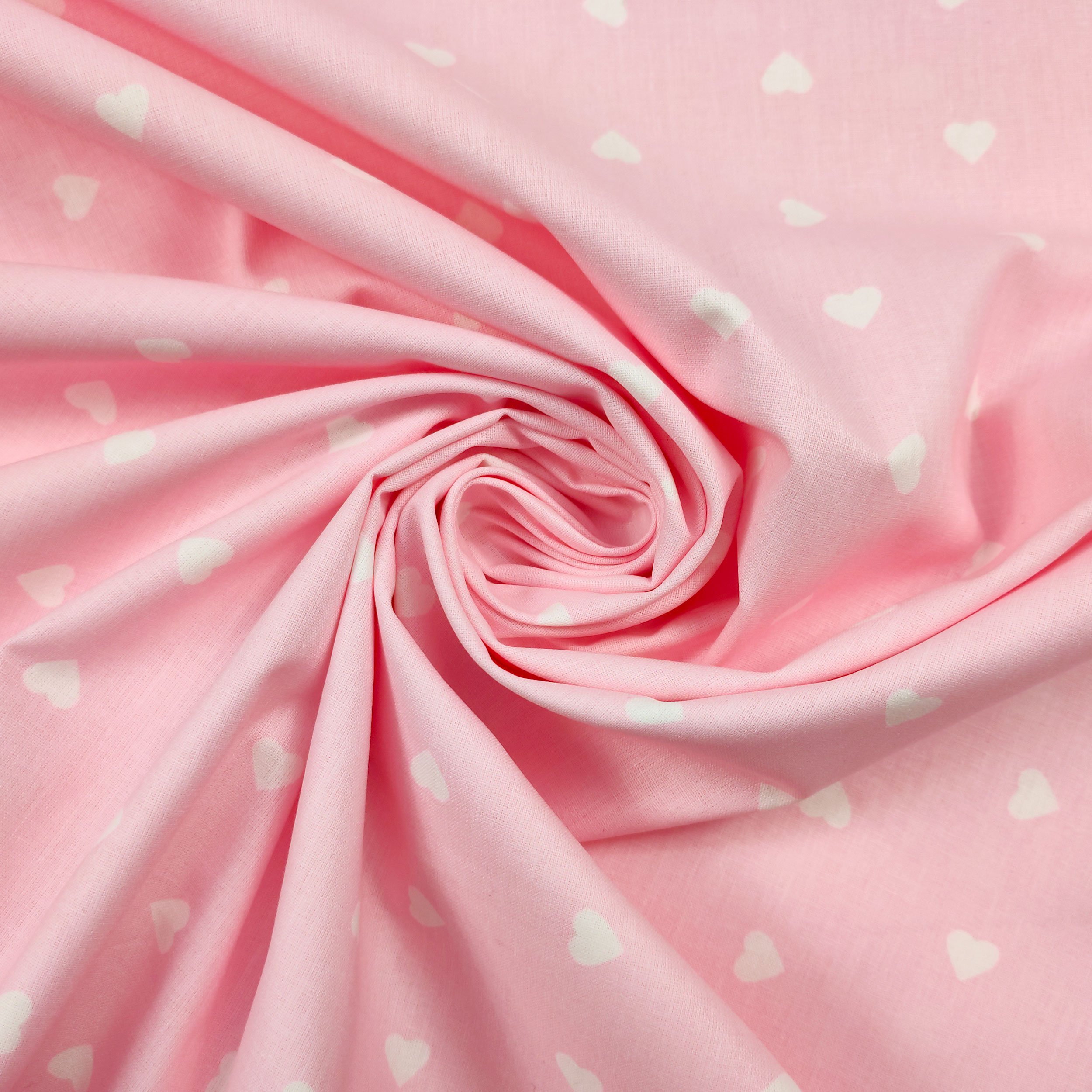 Printed Cotton with White Hearts - Colored Background  Image