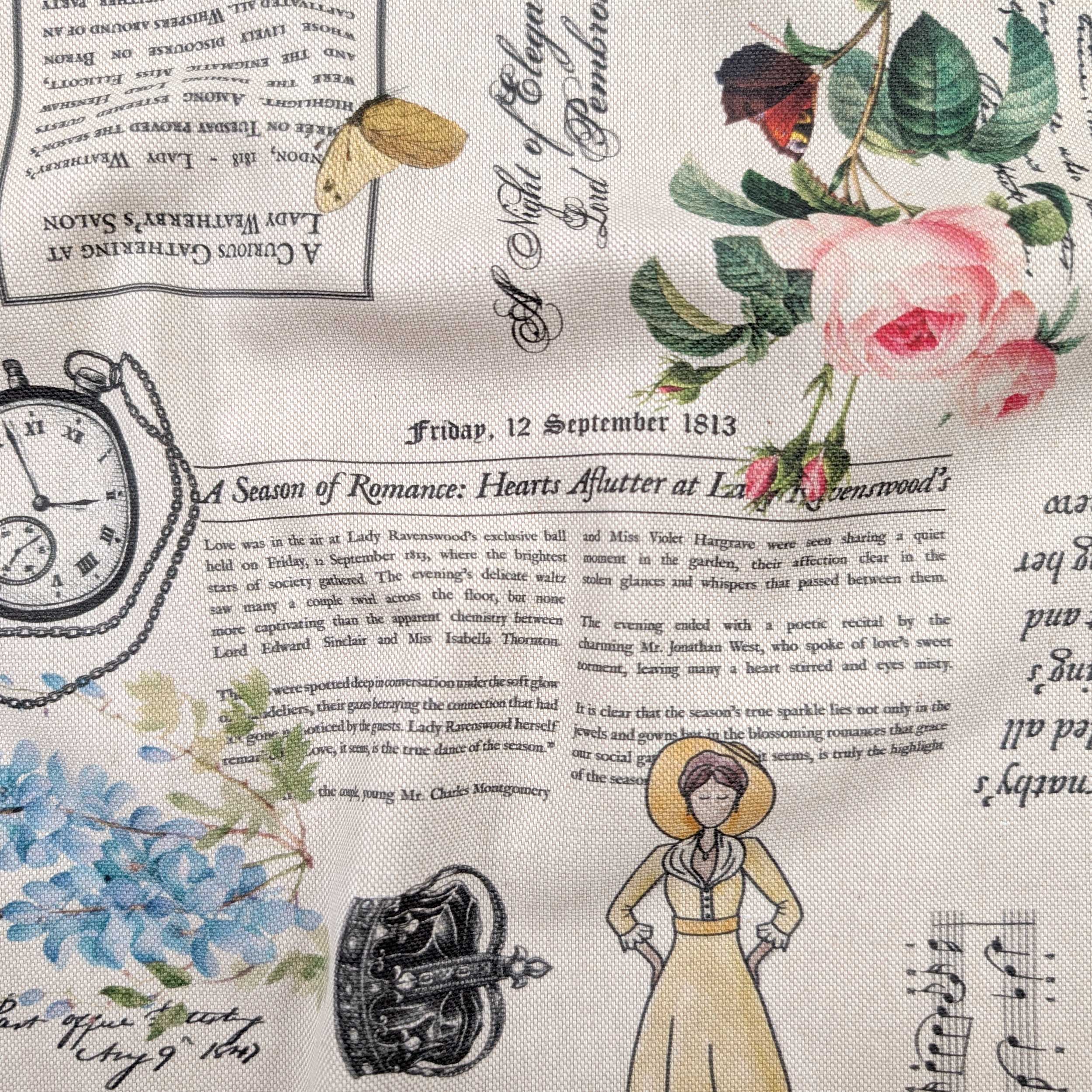 Vintage Newspaper Panama fabric Image