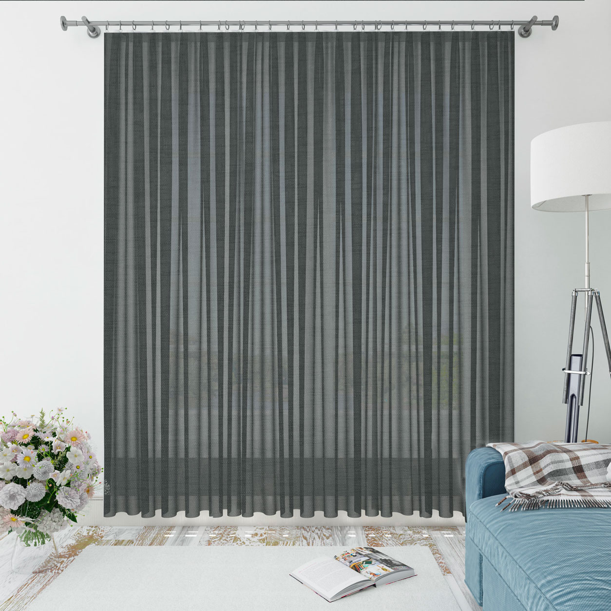 Tissu de rideau en faux lin couleur unie Image