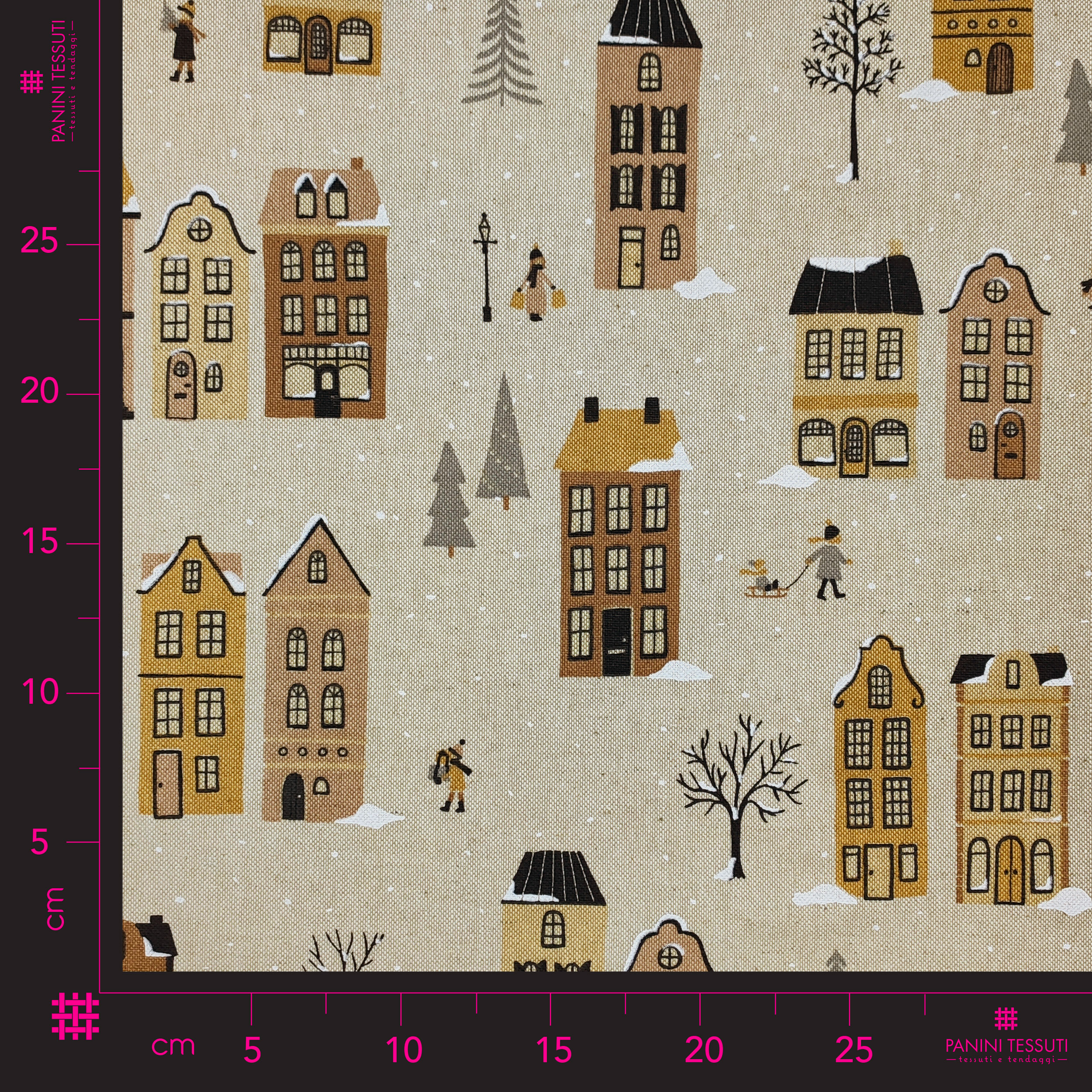 Snow Village Panama Fabric Image