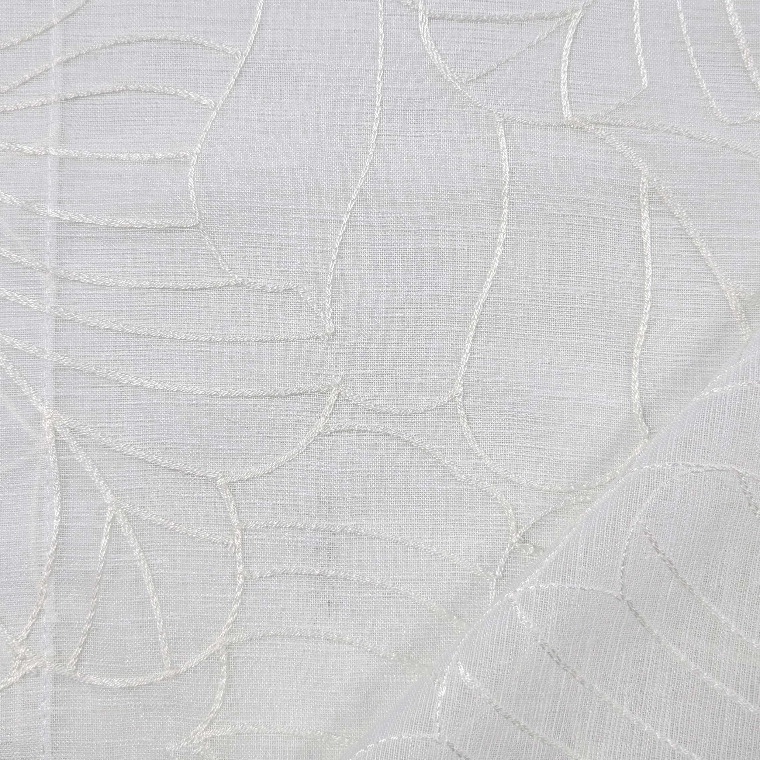 Abstract Floral Curtain Fabric White Image