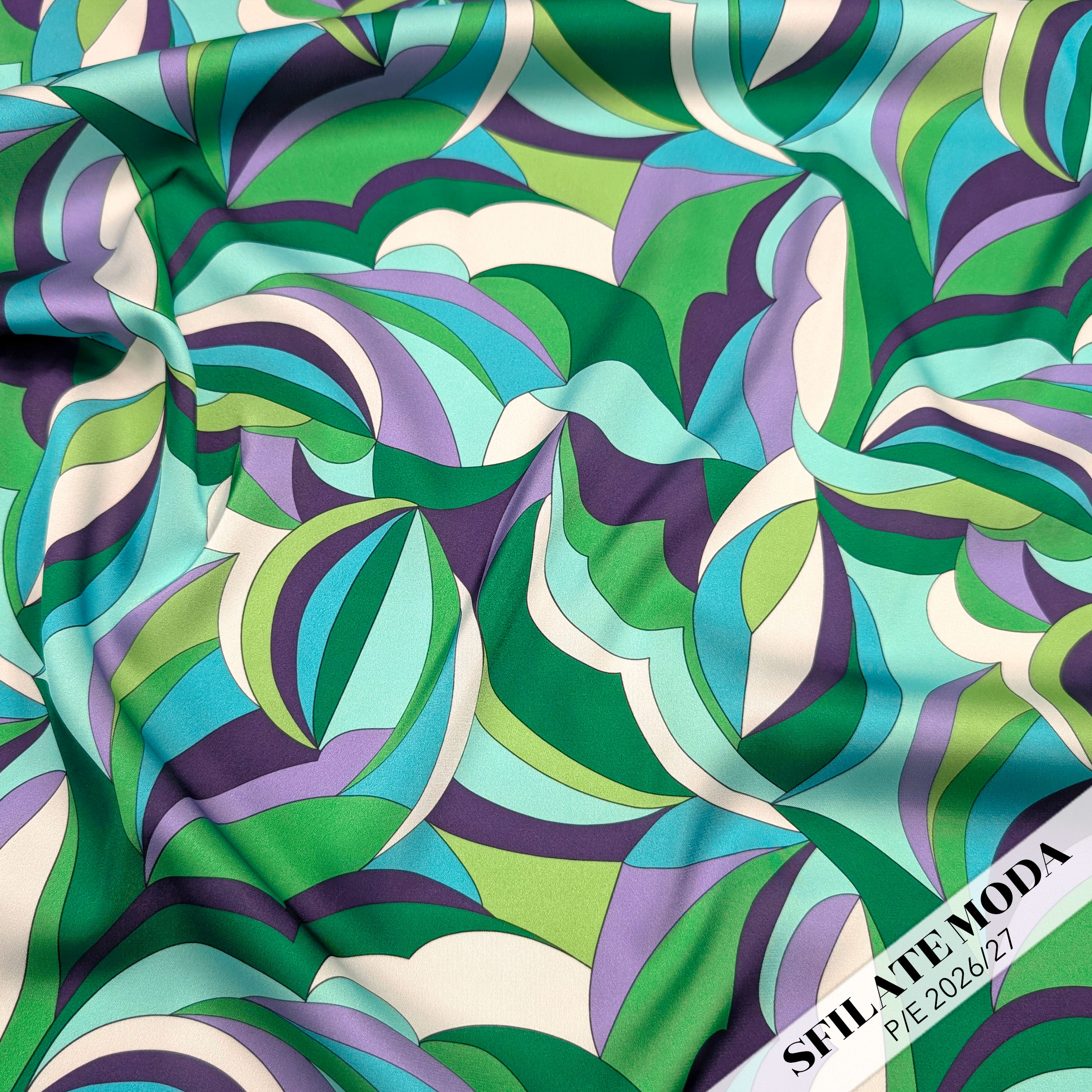 Satin Set High Fashion Fantasy Multicolour Lilac Green Image