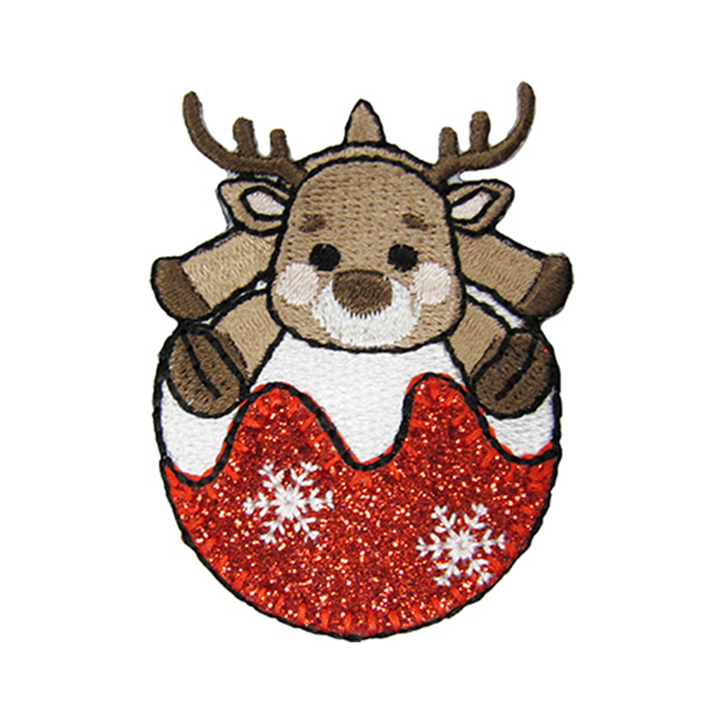 Heat-Adhesive Application Christmas Ball with Reindeer Image