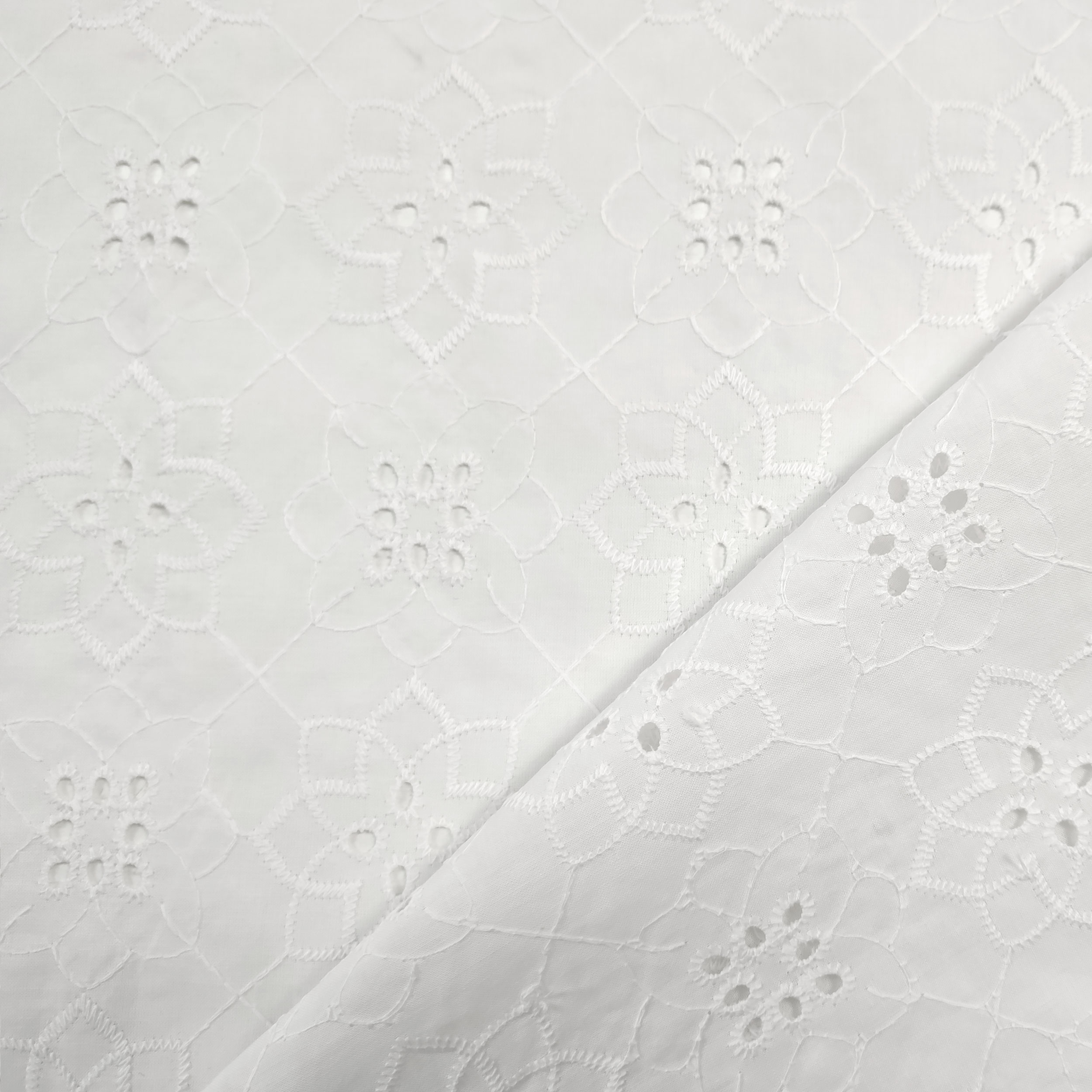 White Cotton Sangallo Geometric Flowers