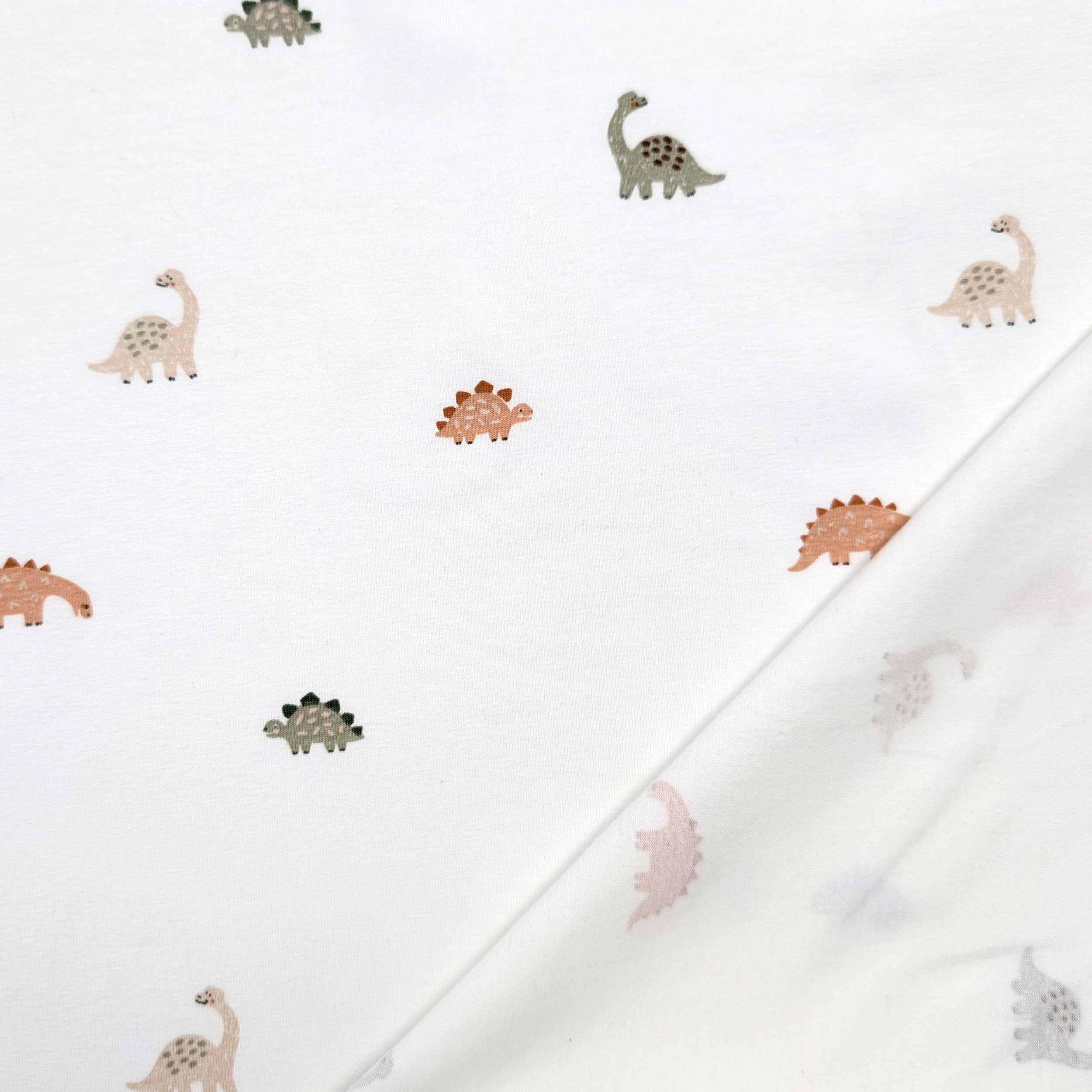 Cutout Jersey Cotton White with Dinosaurs 100x150 cm Image