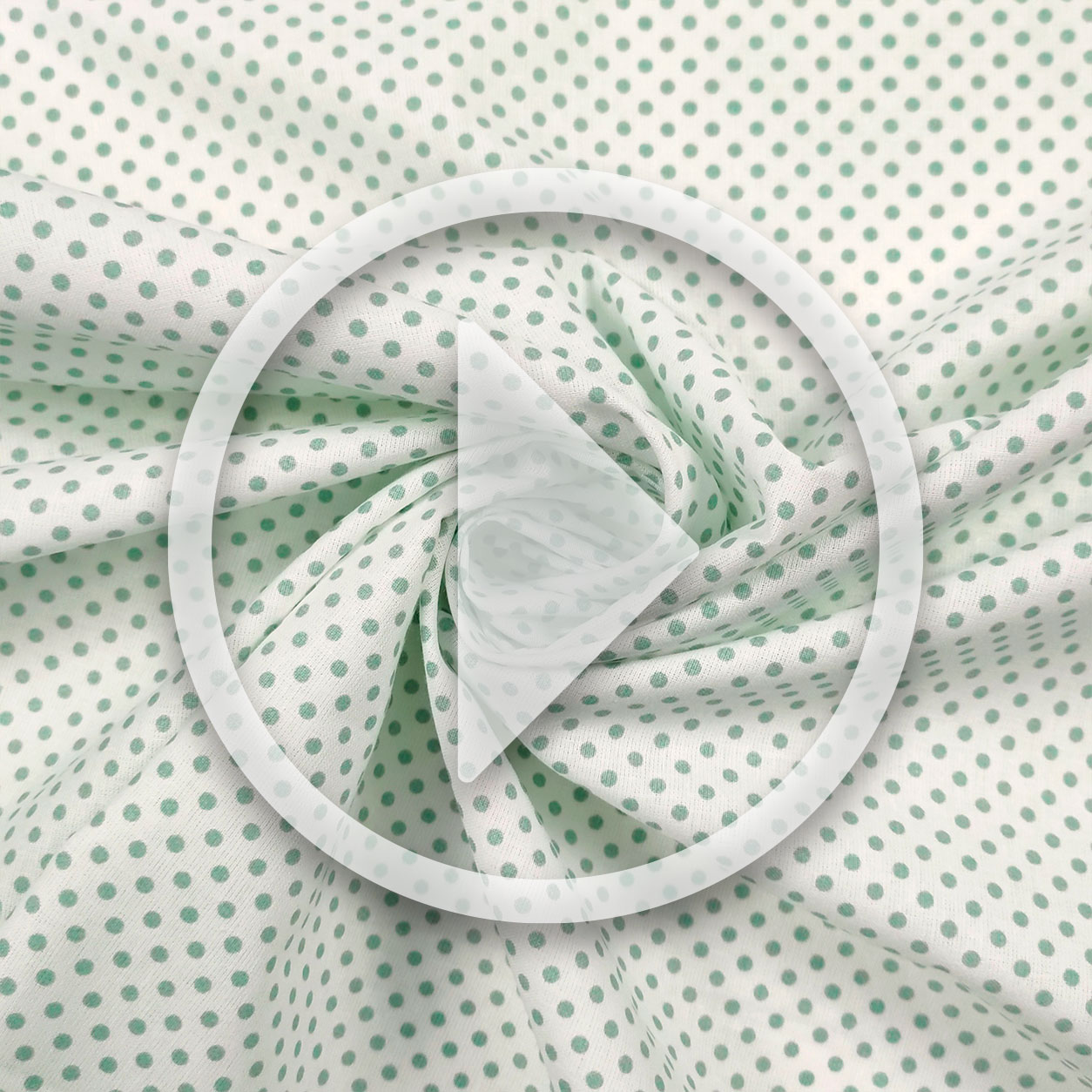 Cotton Fabric White Mint Polka Dot Image