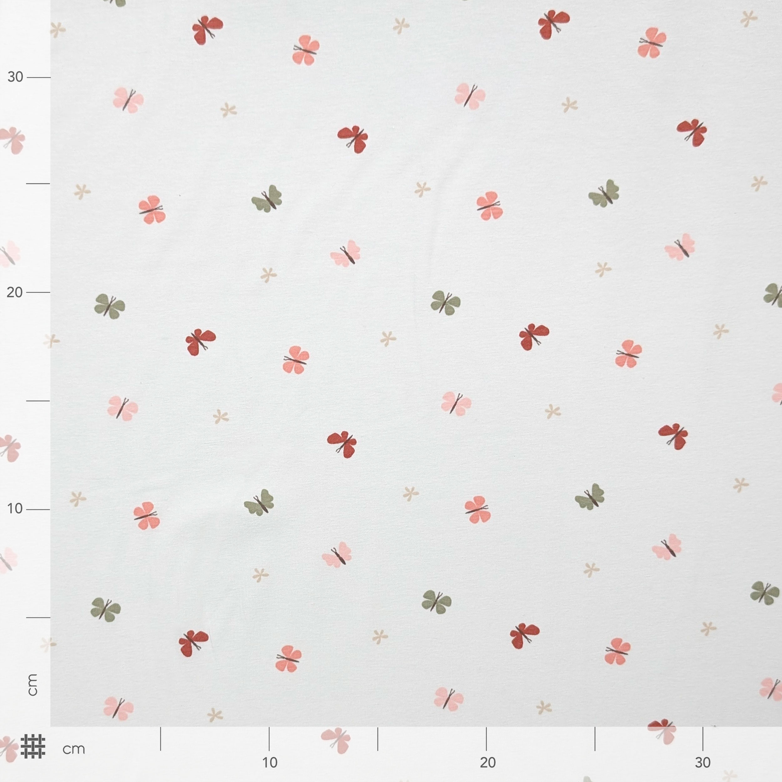 Jersey Cotton White Small Butterflies Image