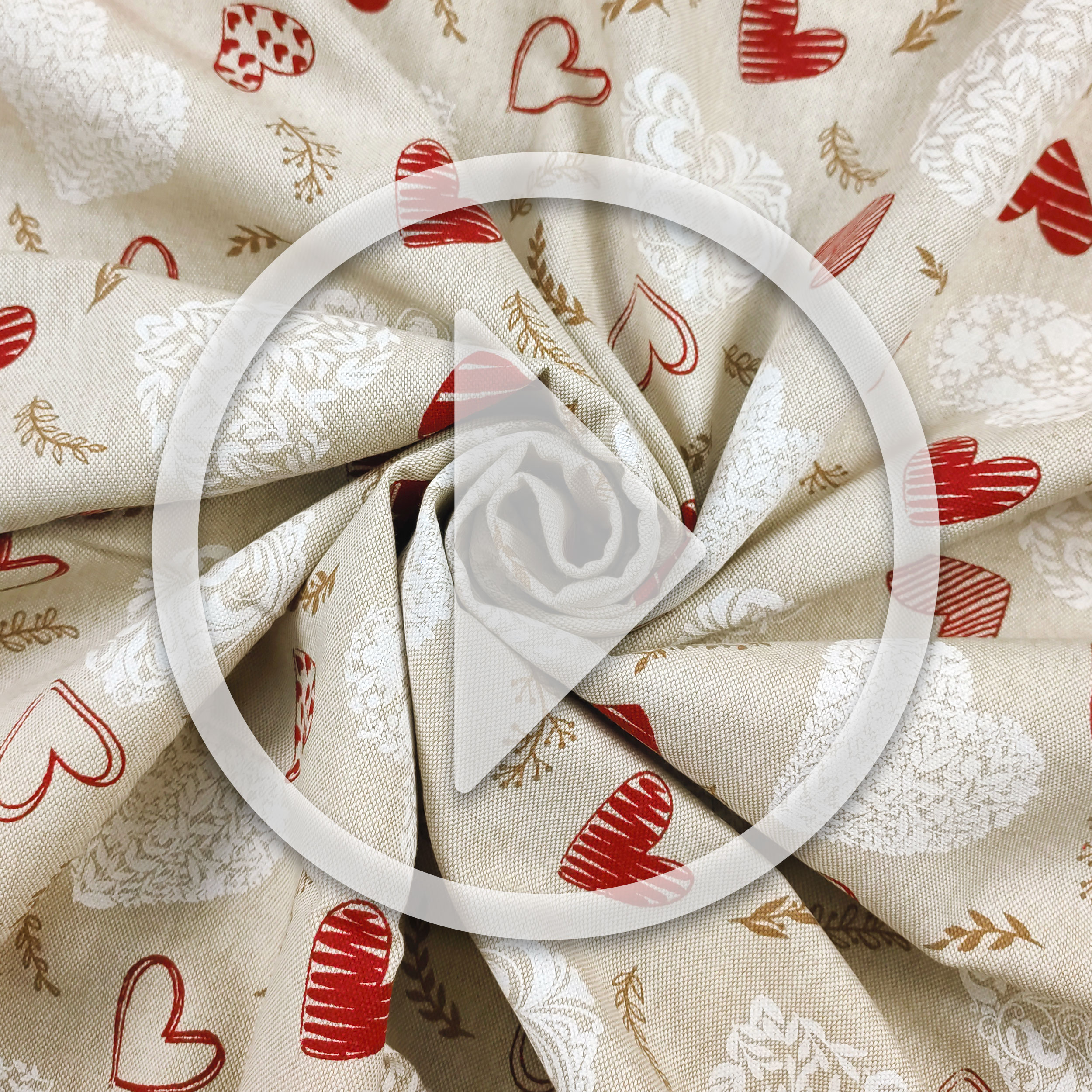 Christmas Cotton Mix Red and White Hearts H 280 cm Image