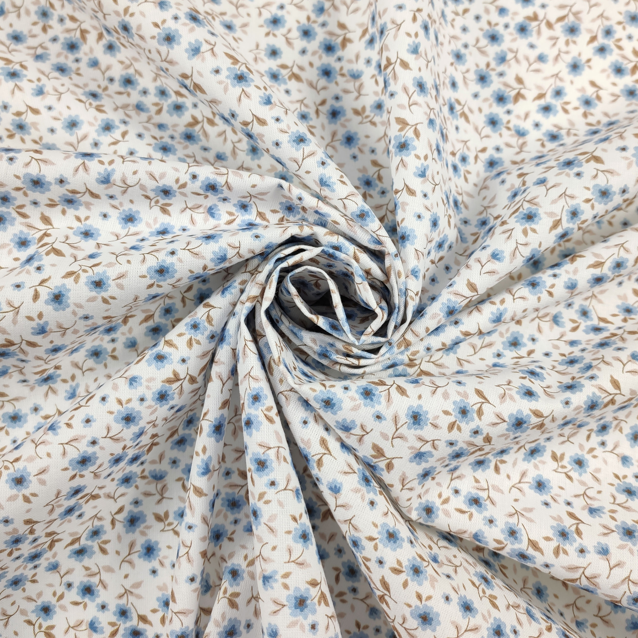 Cotton Fabric Small Blue Flowers Image