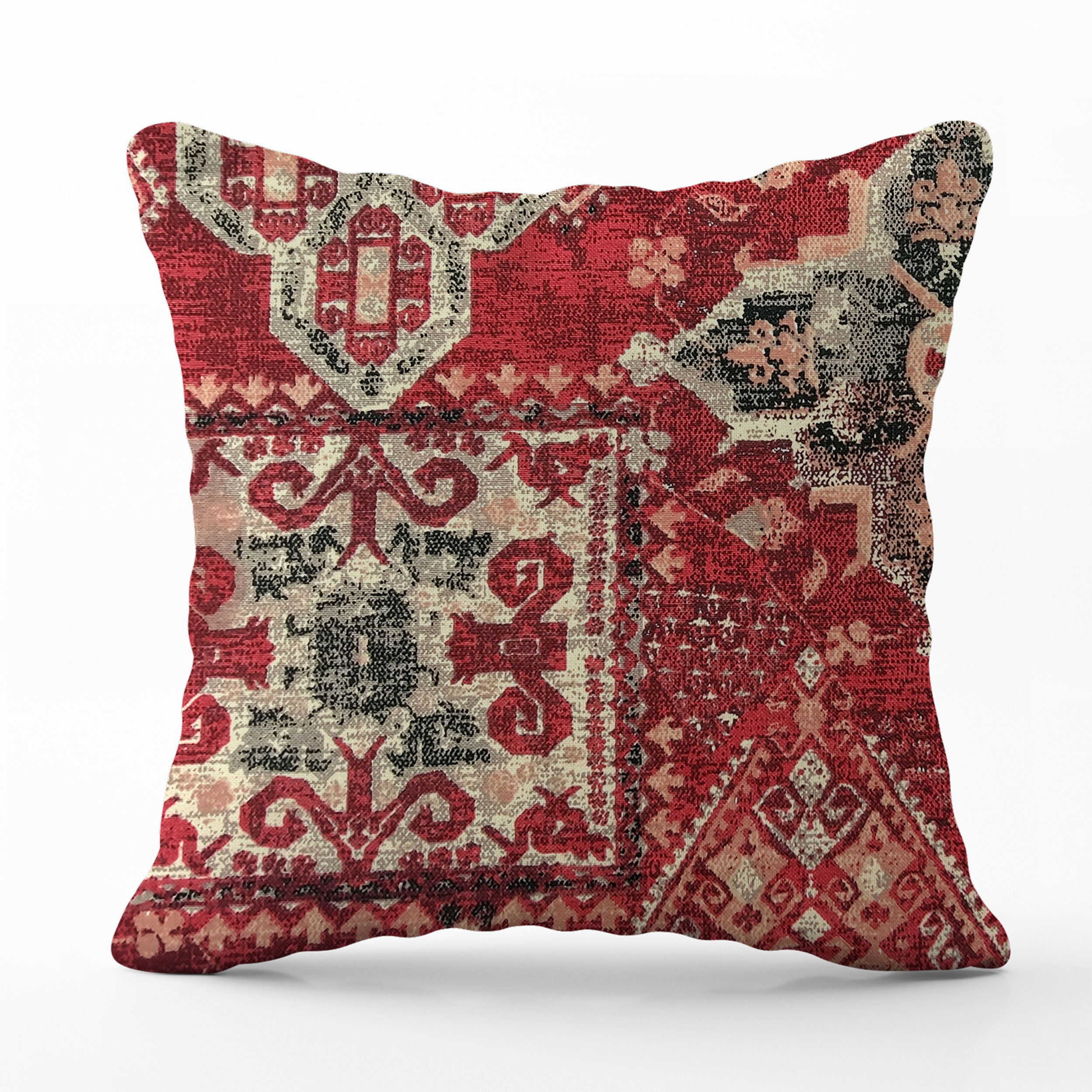 Taie d'oreiller à motifs persans Fond rouge