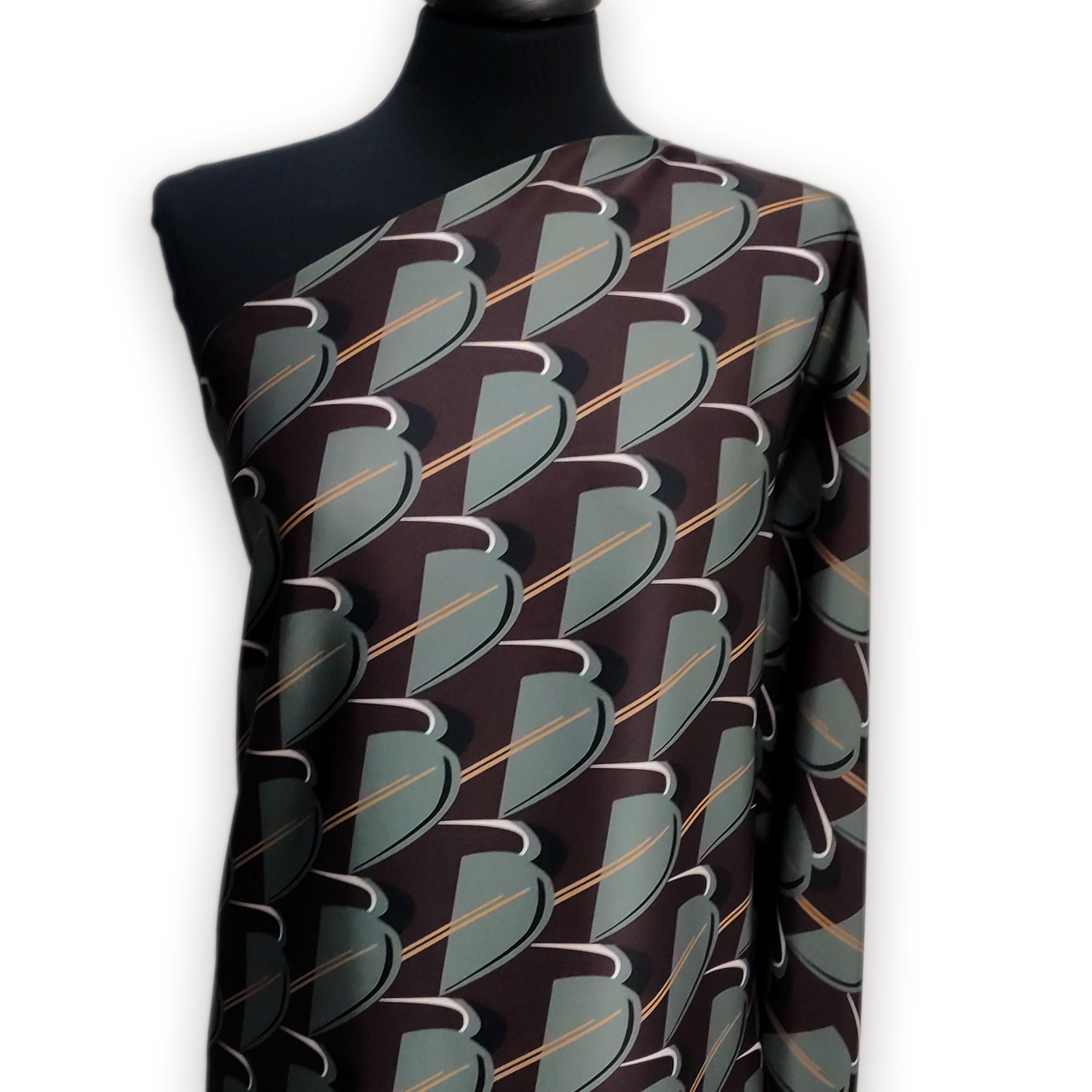 Satin Set High Fashion Grey Motifs Brown Background