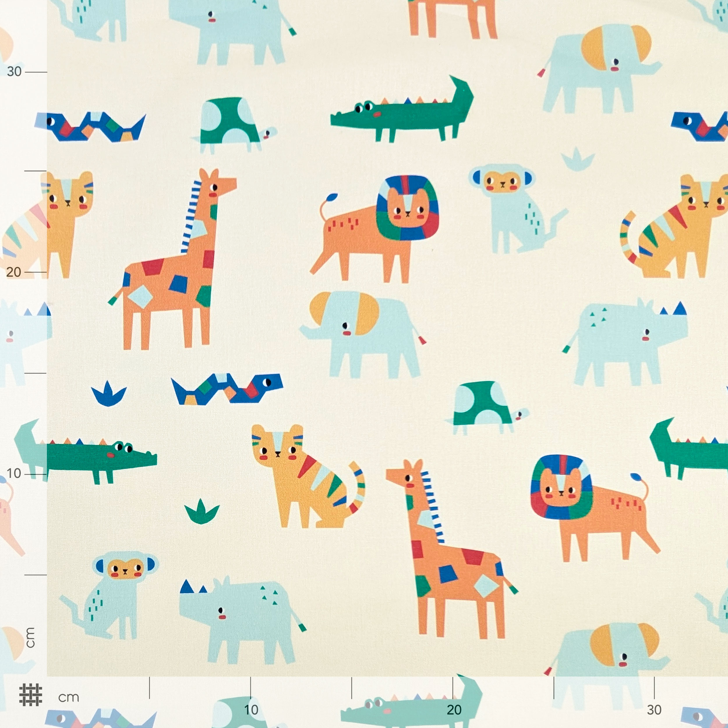 Cotton Poplin Coloured Animals Image