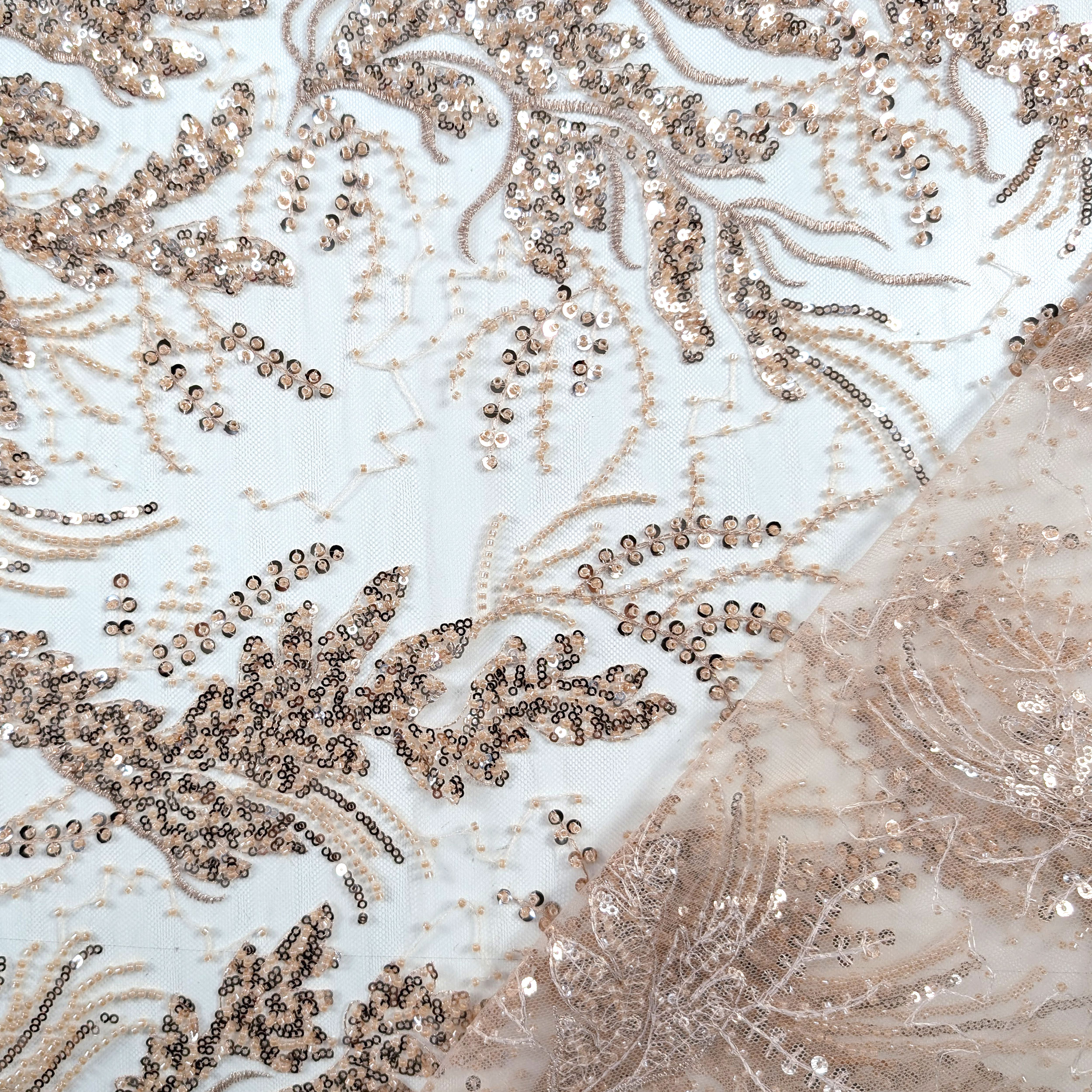 Fabric Sequins Embroidery Powder Flowers Image