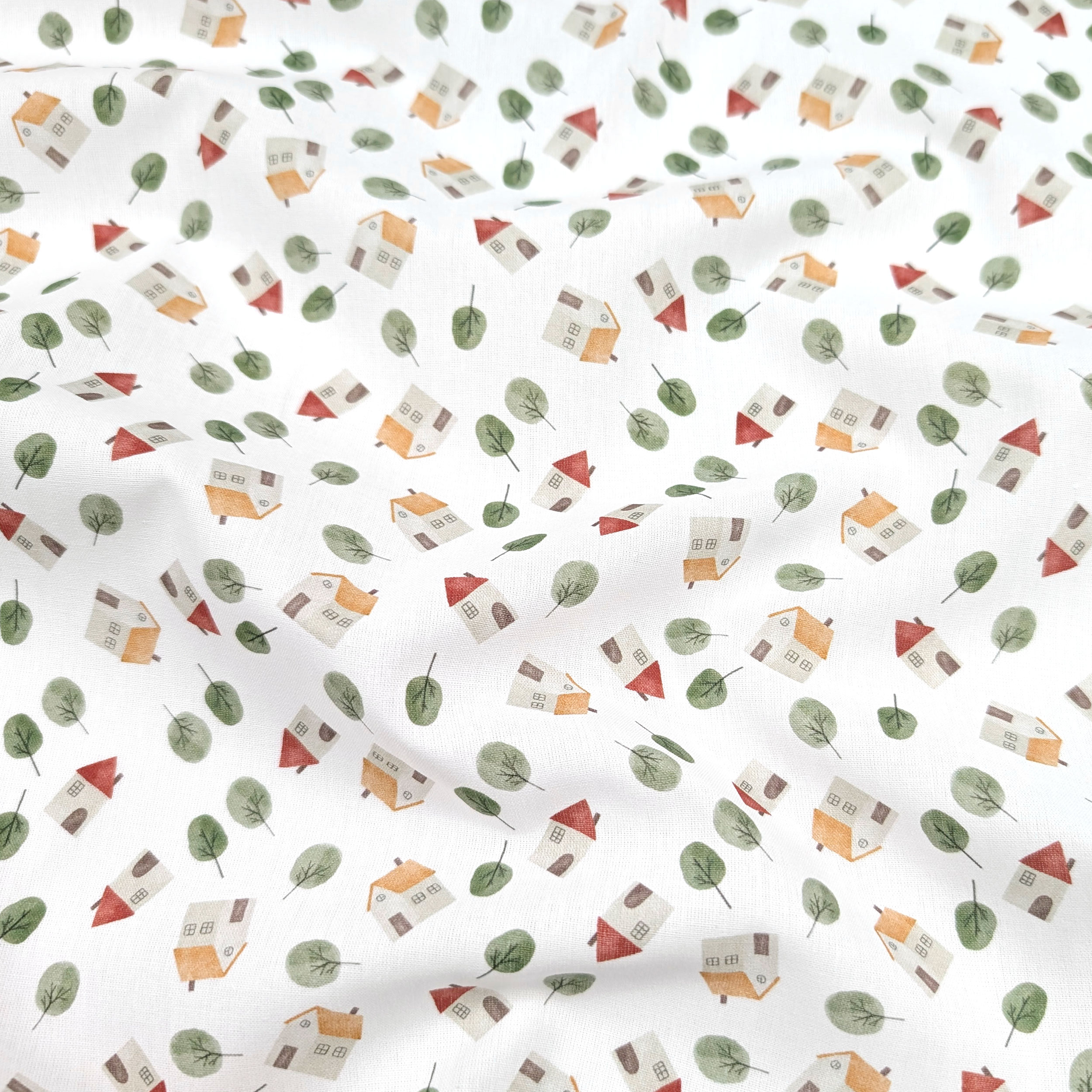 Percale Cotton: Little Houses and Little Trees Image