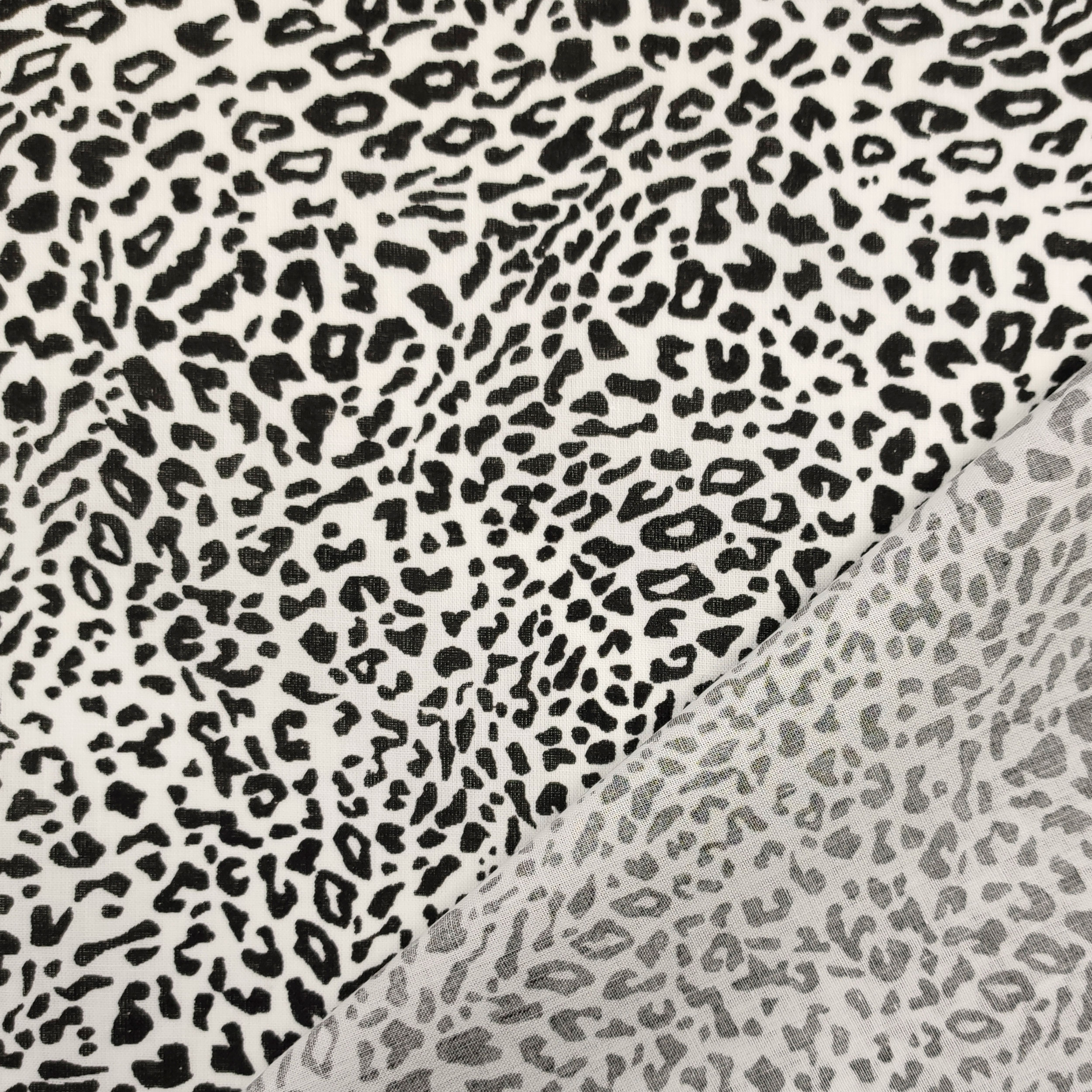 Black and White Leopard Print Cotton