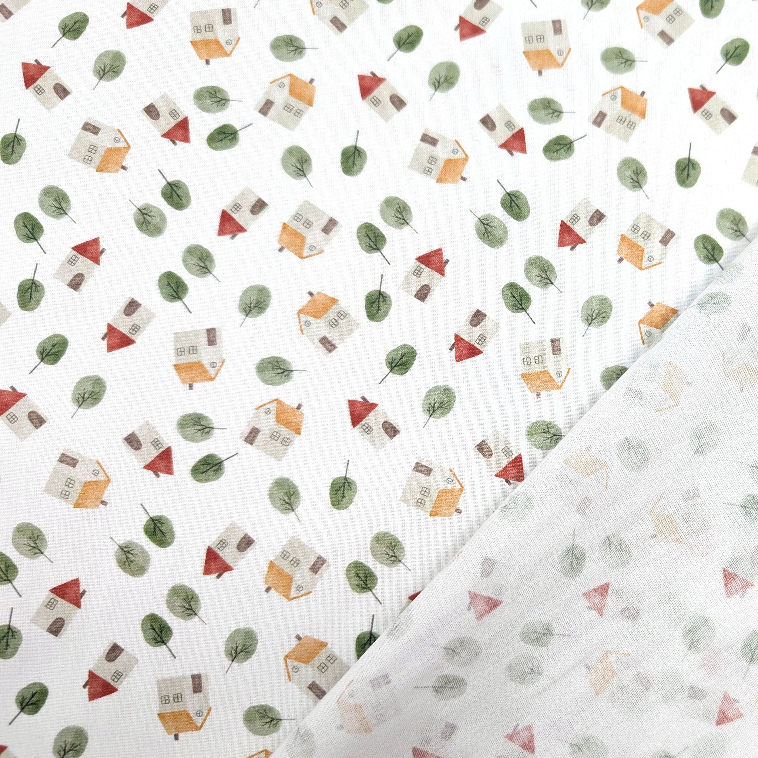 Percale Cotton: Little Houses and Little Trees Image