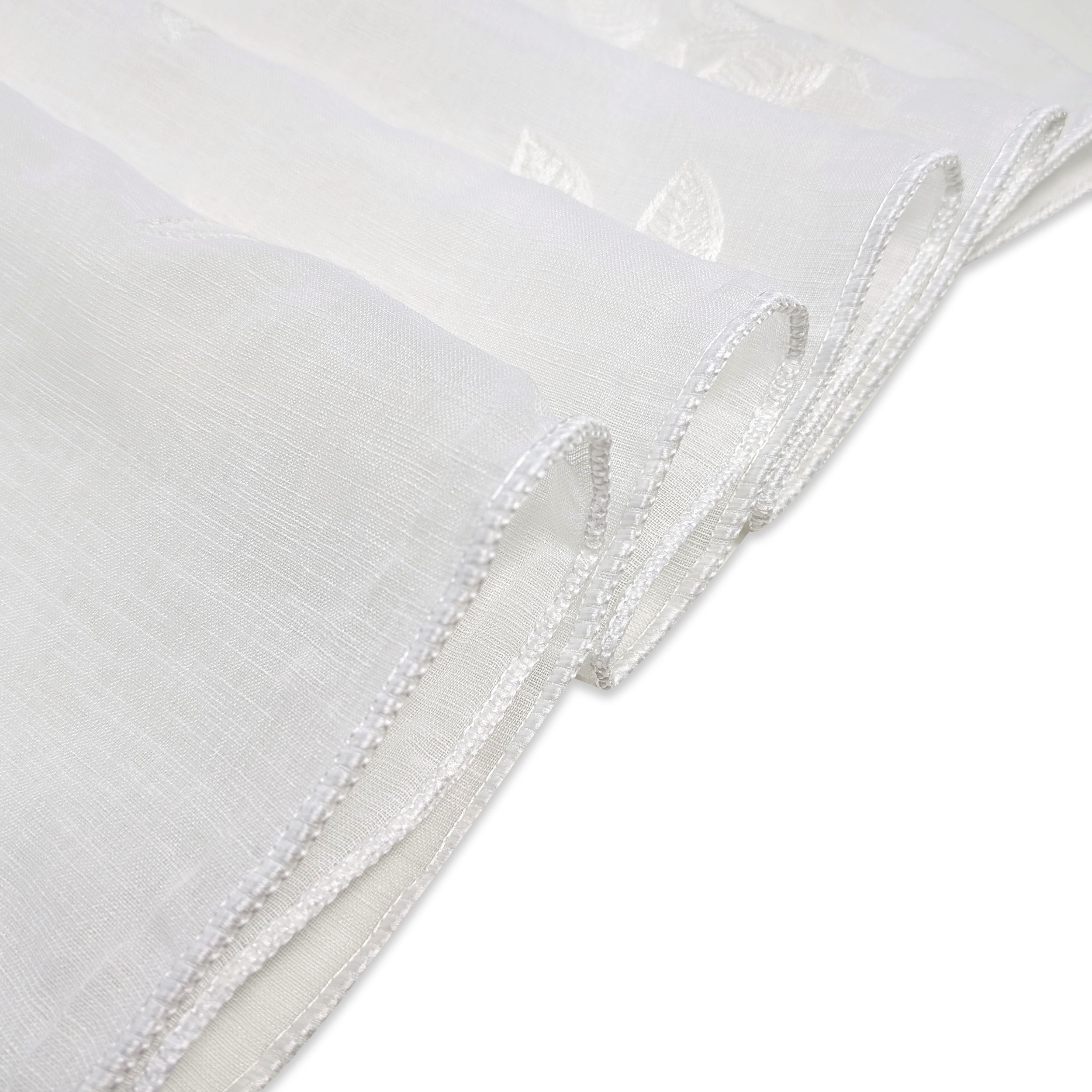 Embroidered Leaf Curtain Fabric White Image