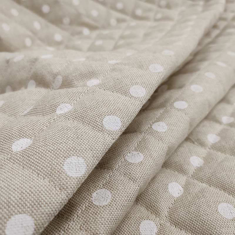 Quilted Fabric Medium White Polka Dots