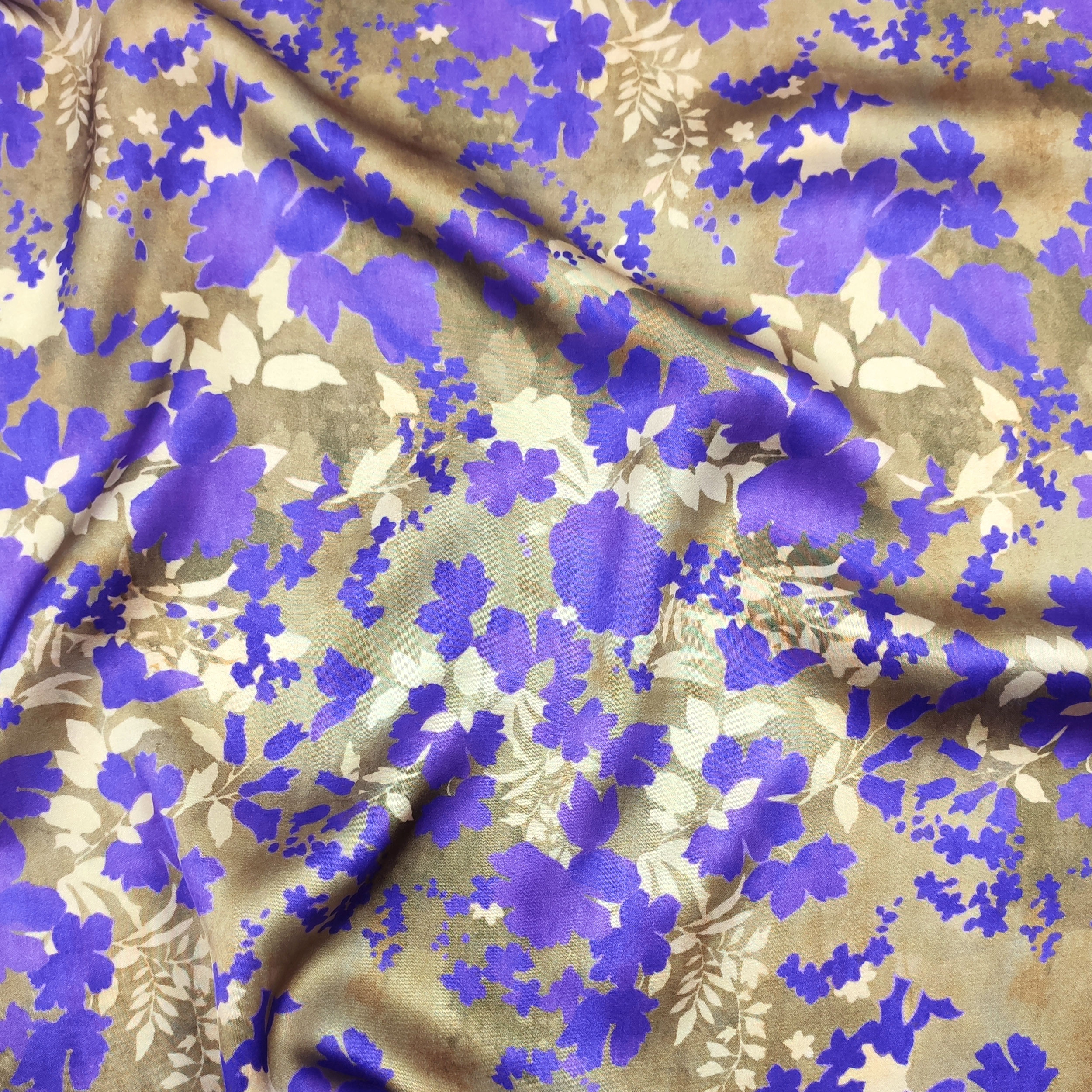 Satin Mixed Silk High Fashion Purple Flowers