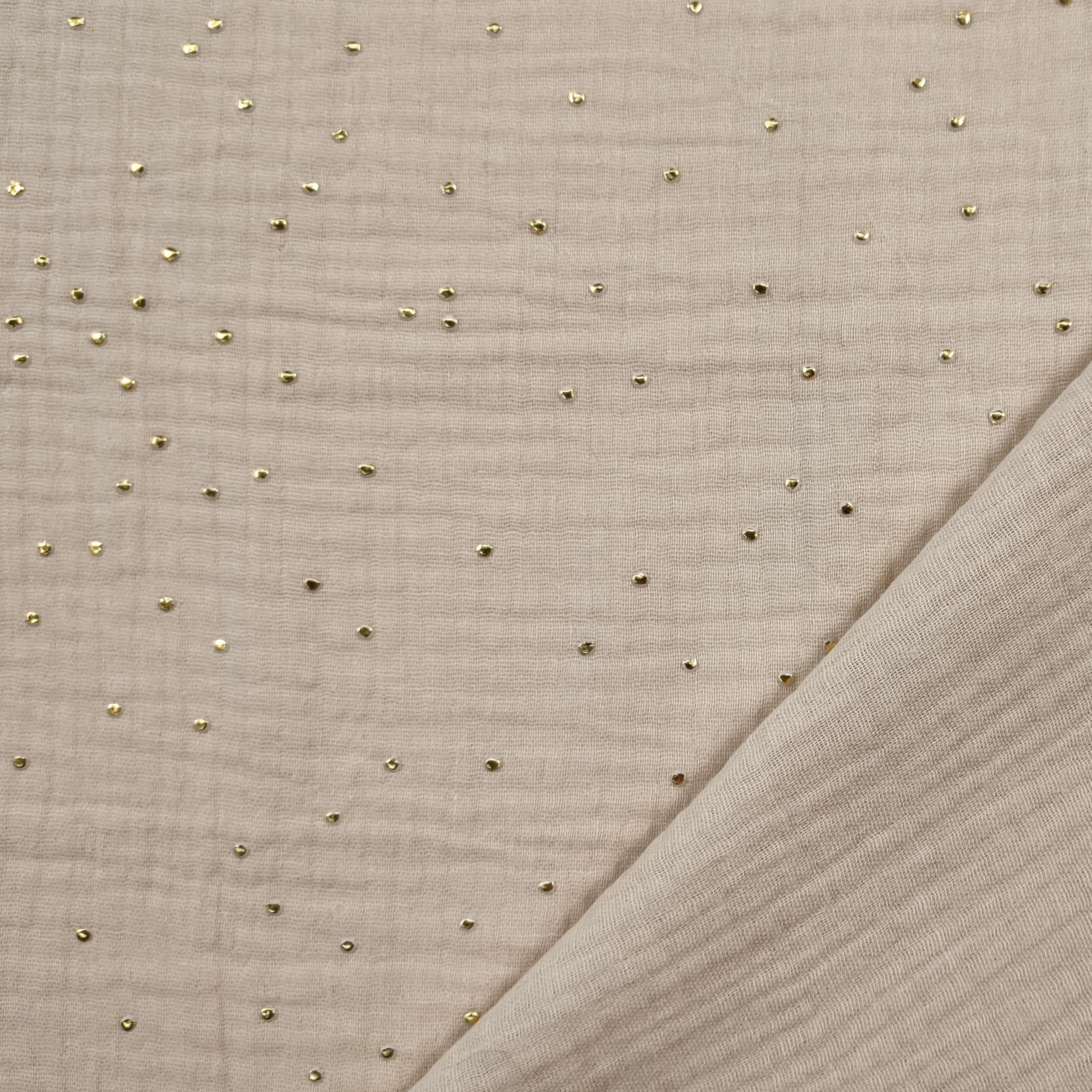 Natürliche Baumwolle Musselin Gold Polka Dot