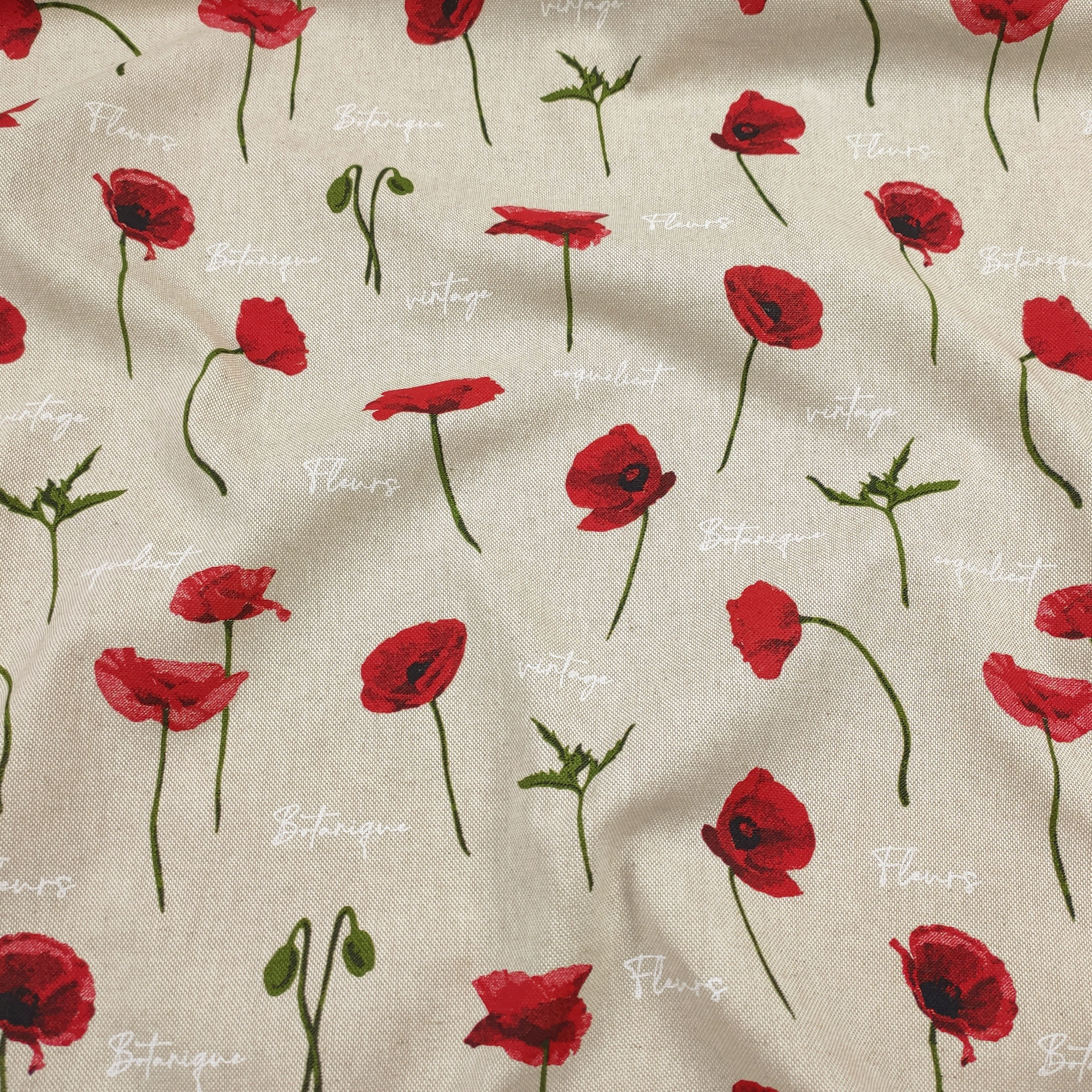 Panama Fabric Vintage Poppies