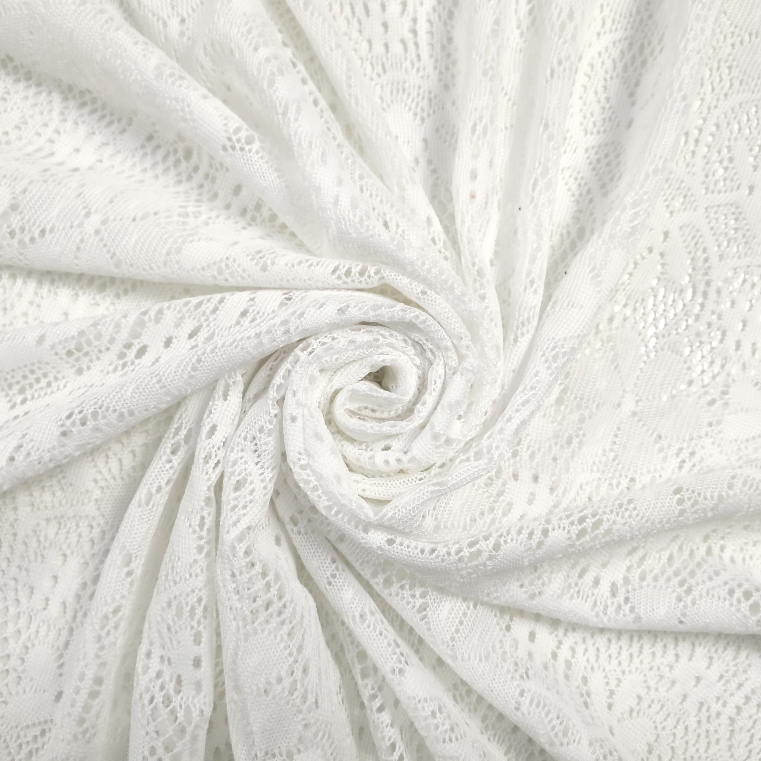 Mixed Wool Lace Optical White Flowers