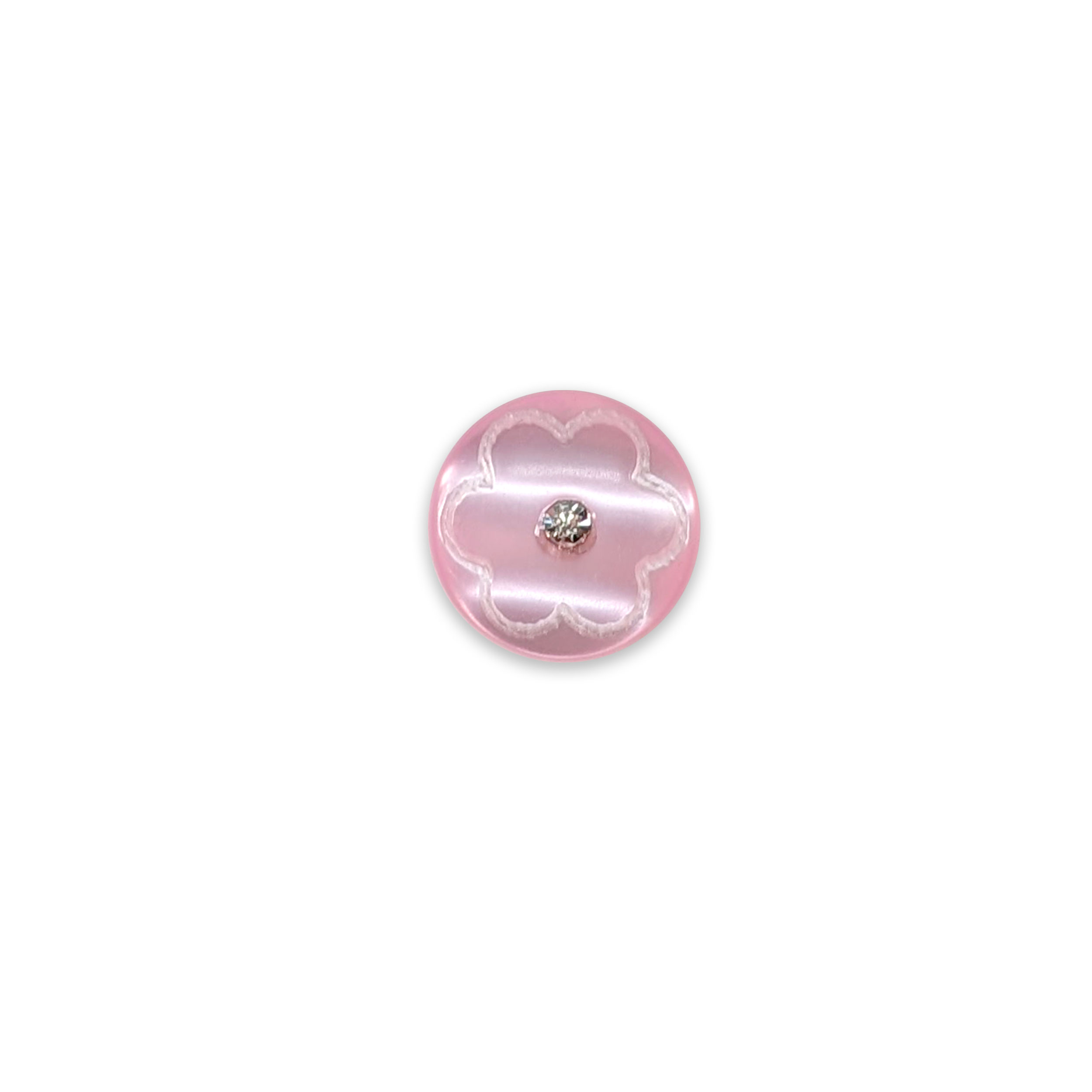 Pink Flower Button with Rhinestones Image